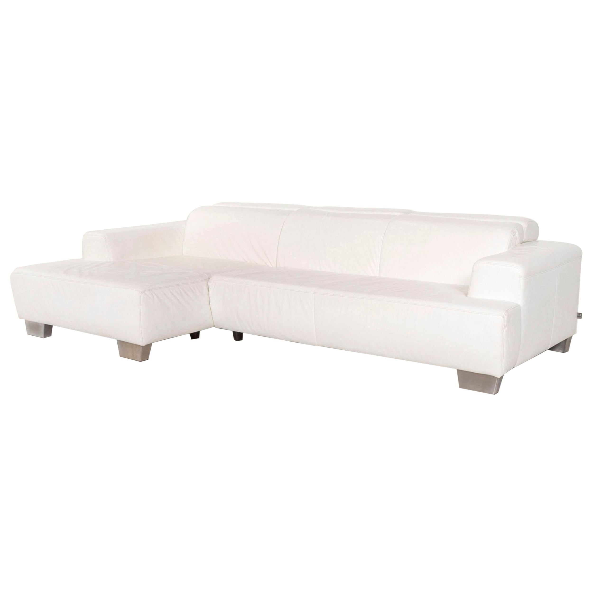 Ewald Schillig Leather Sofa White Corner Sofa For Sale