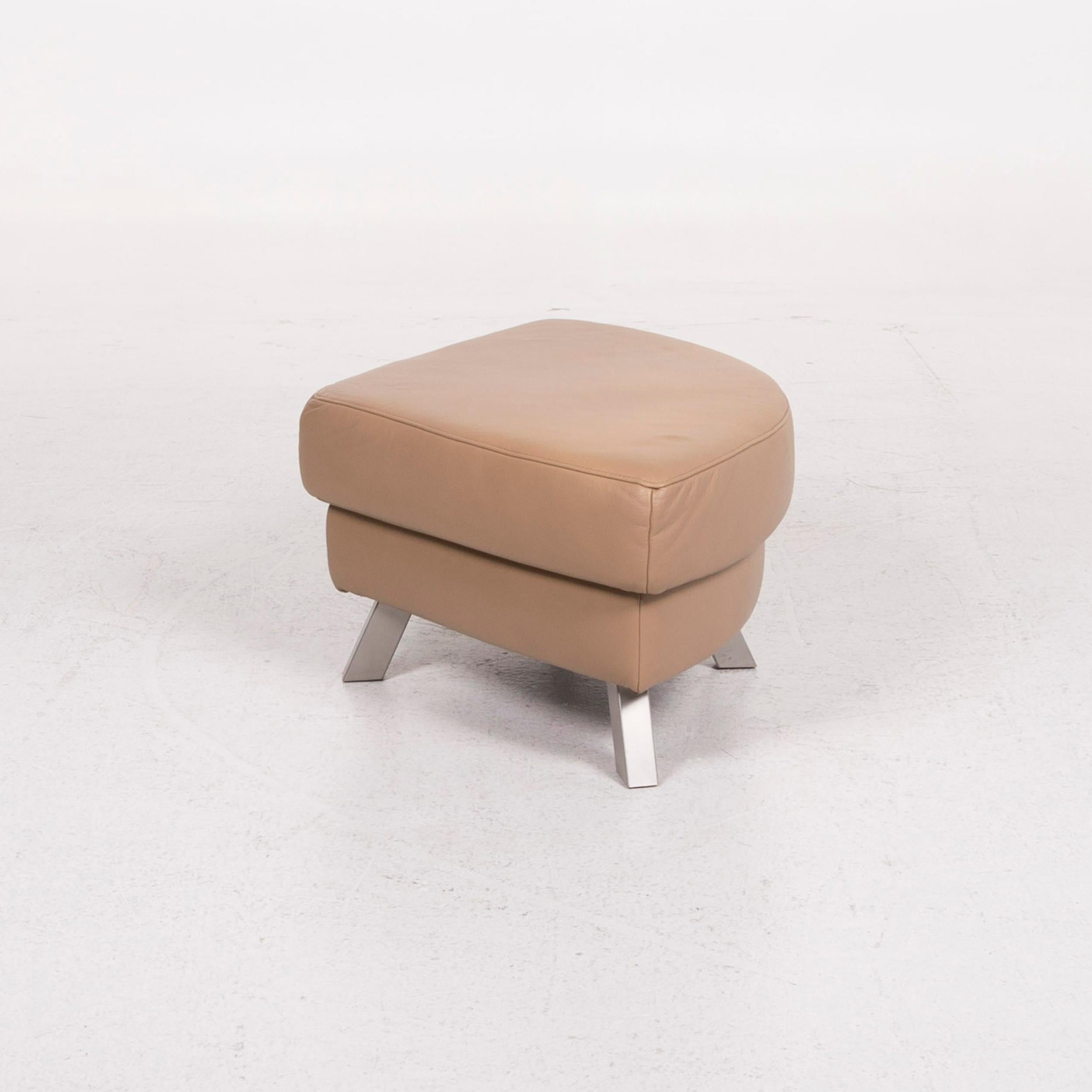 Ewald Schillig Leather Stool Beige For Sale 4