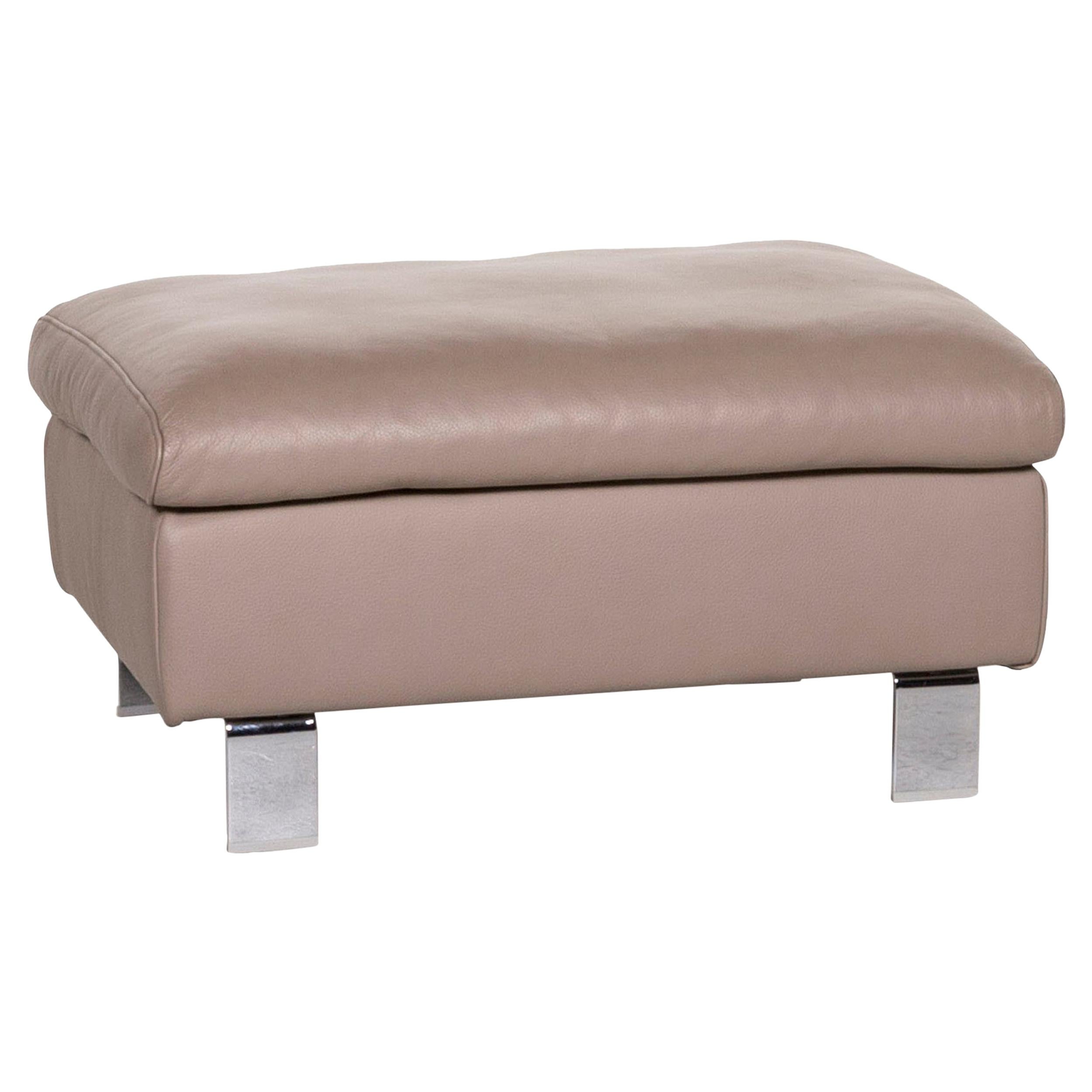 Ewald Schillig Leather Stool Brown Gray Beige Cappucino Ottoman For Sale