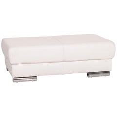 Ewald Schillig Leather Stool White Ottoman