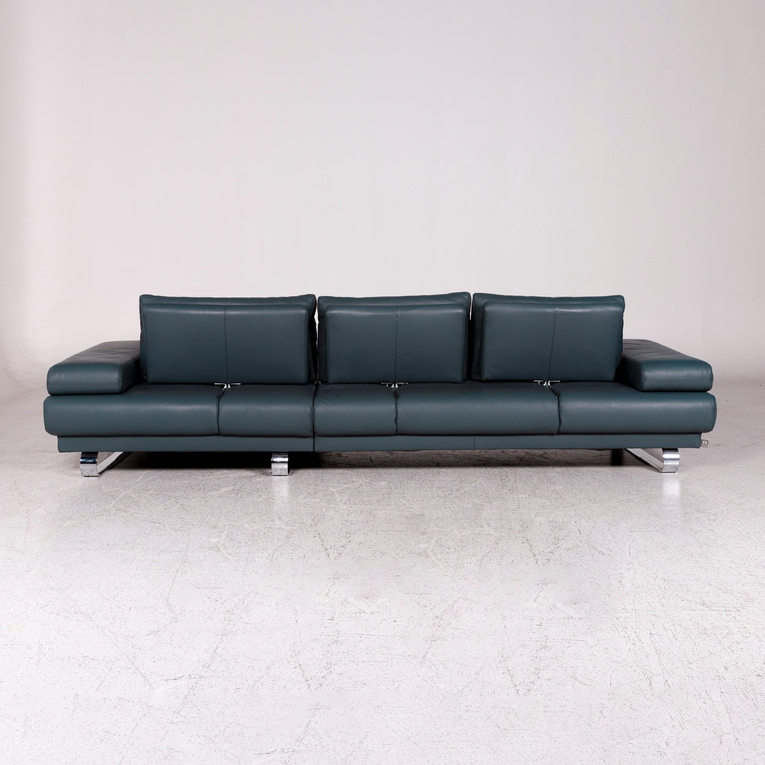 Ewald Schillig Leder-Ecksofa Blau Petrol-Sofa im Angebot 1