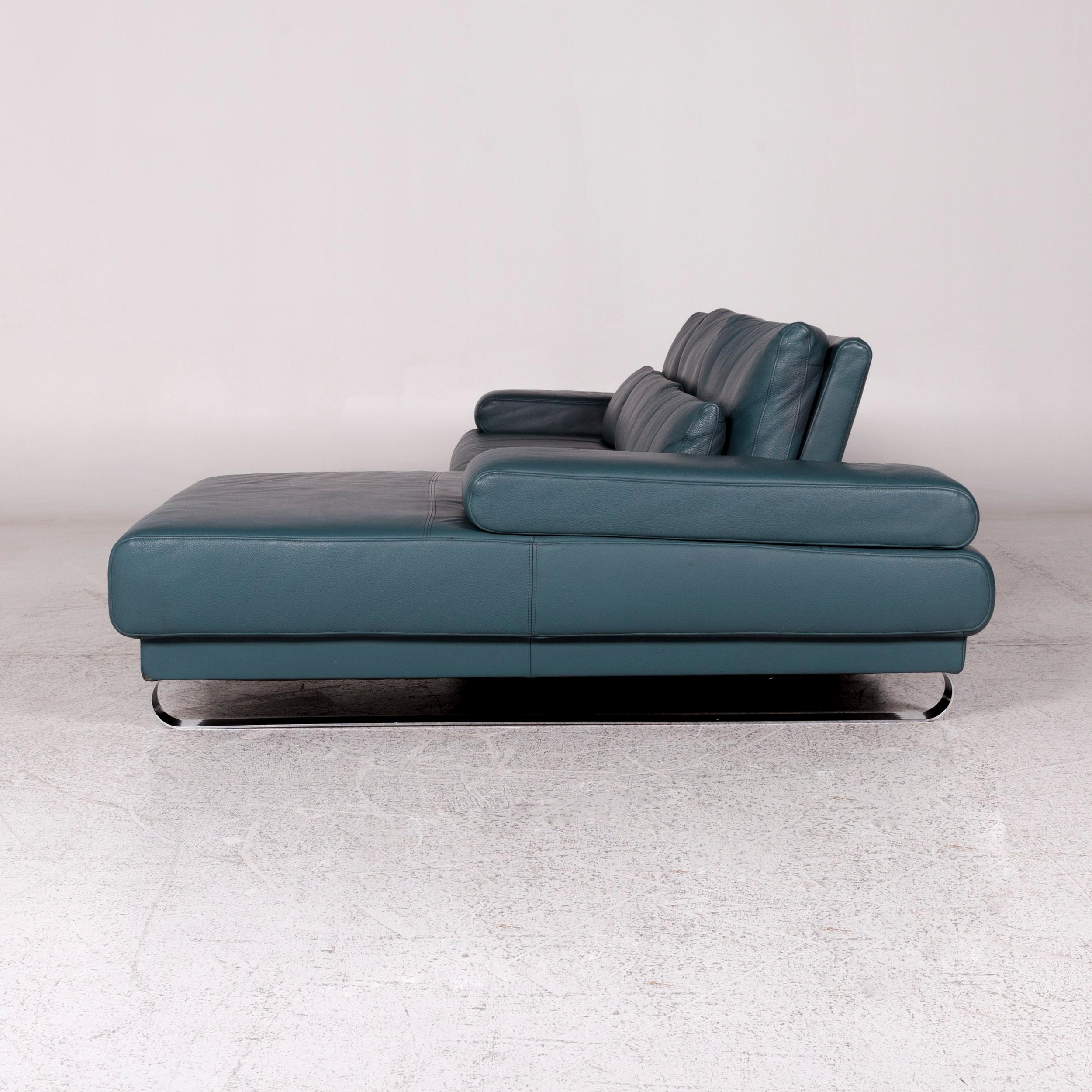 Ewald Schillig Leder-Ecksofa Blau Petrol-Sofa im Angebot 2