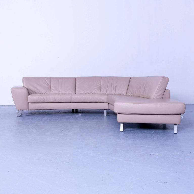 Ewald Schillig Melamin Designer Corner Sofa Beige Brown Leather Ewald Schillig Melamin Designer Corner Sofa Beige Brown Leather Couch In A Minimalistic And Modern