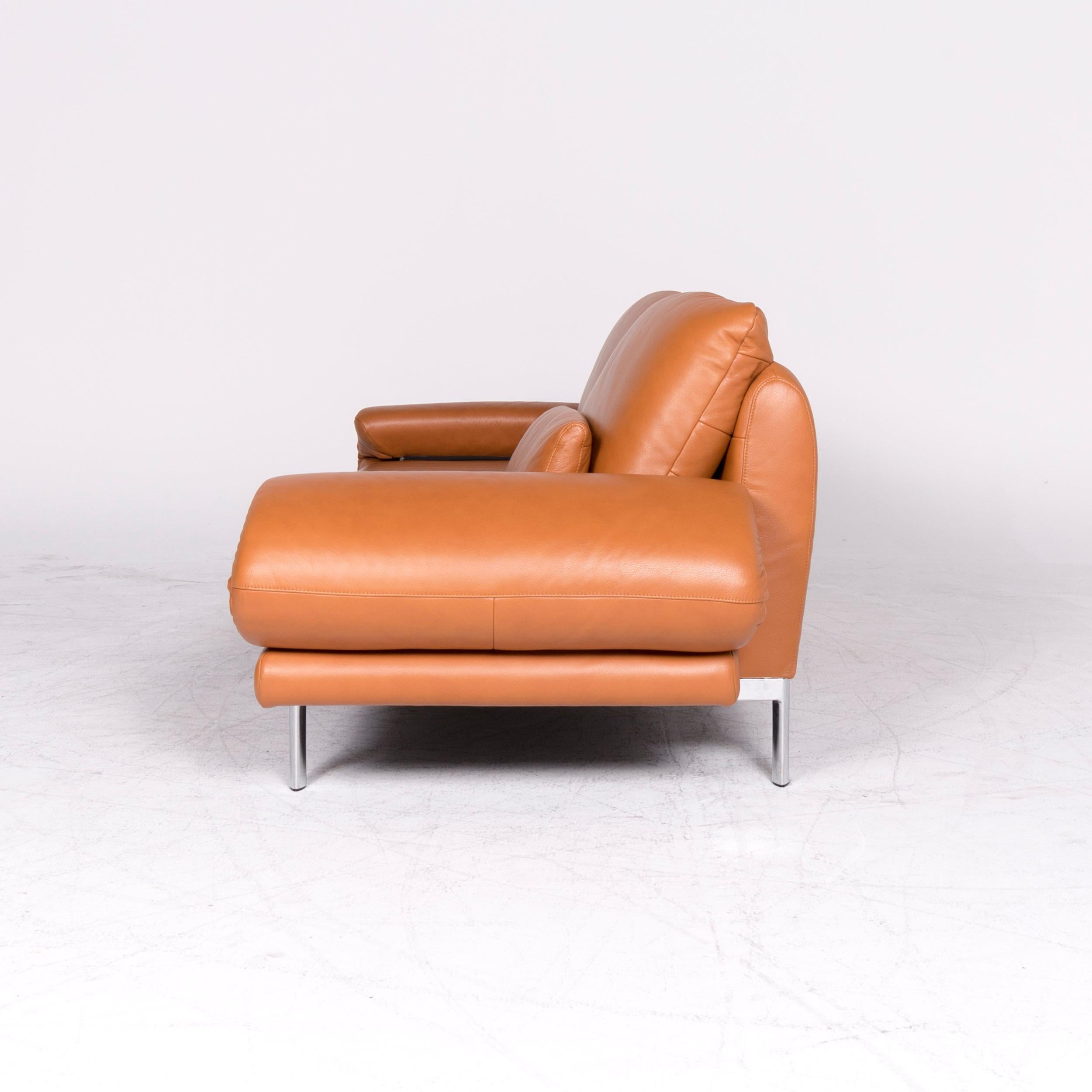 Ewald Schillig Quinn Designer-Leder-Sofa in Orange und Cognac aus echtem Leder im Angebot 1