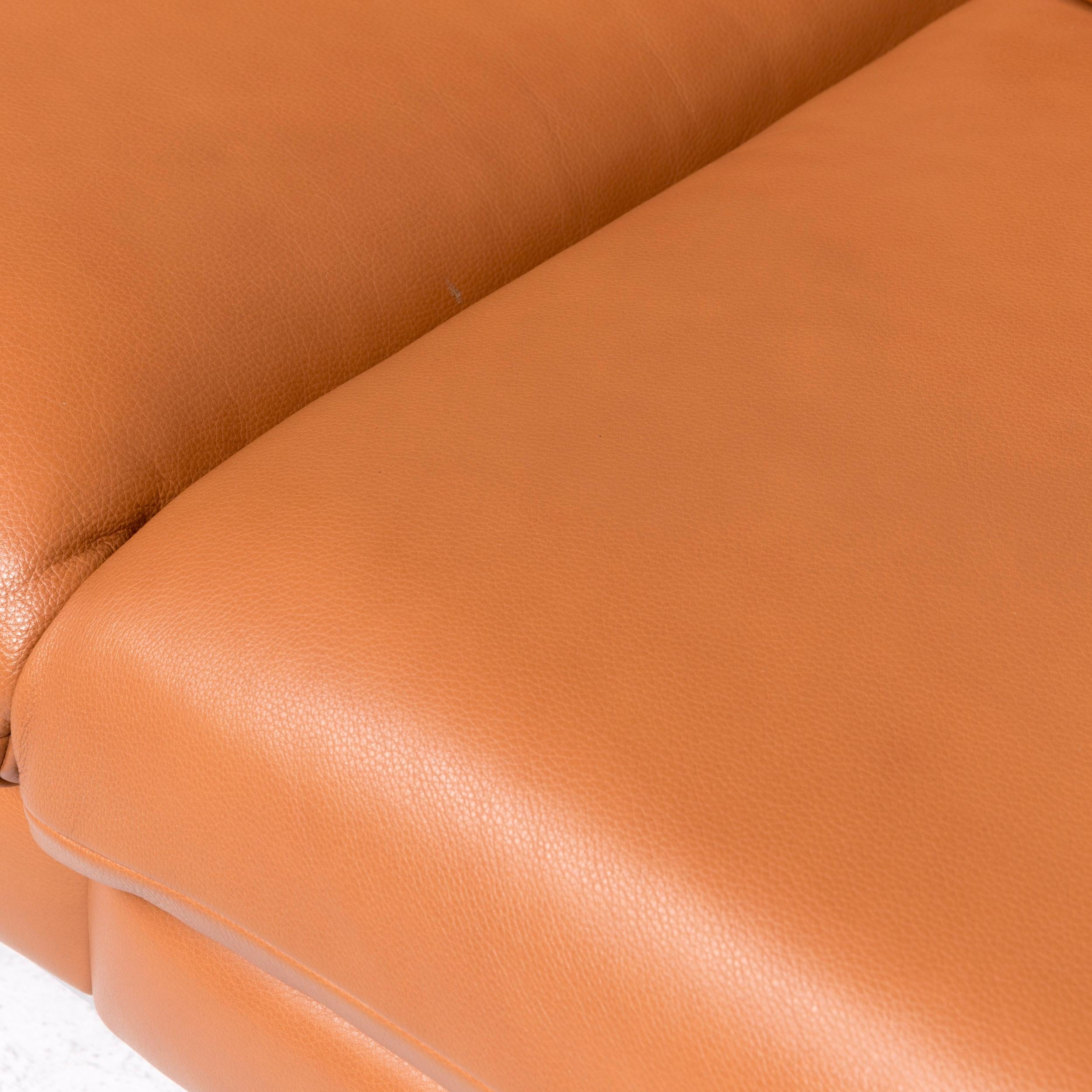 Ewald Schillig Quinn Designer-Leder-Sofa in Orange und Cognac aus echtem Leder (Moderne) im Angebot