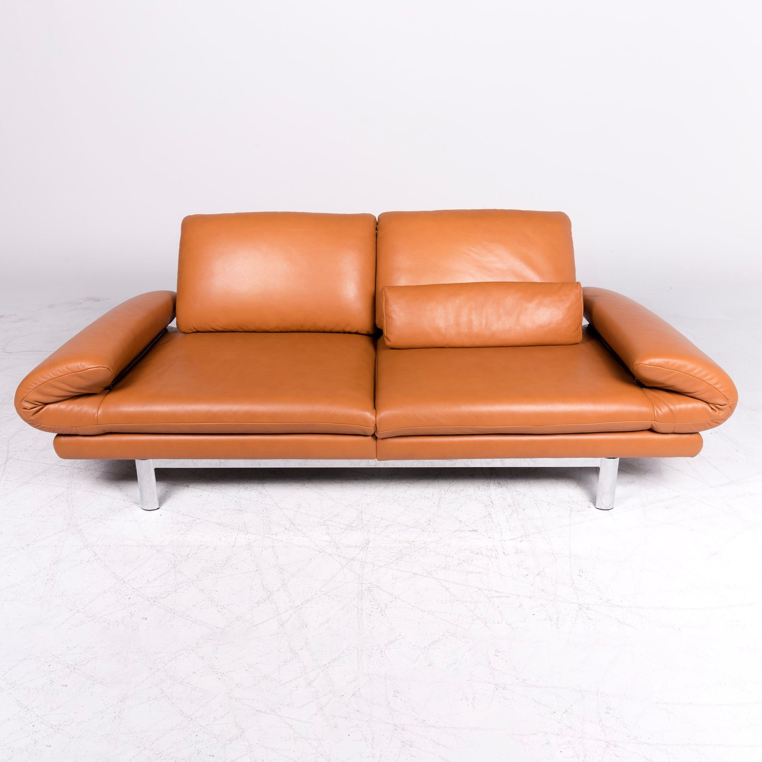 Ewald Schillig Quinn Designer-Leder-Sofa in Orange und Cognac aus echtem Leder (Deutsch) im Angebot
