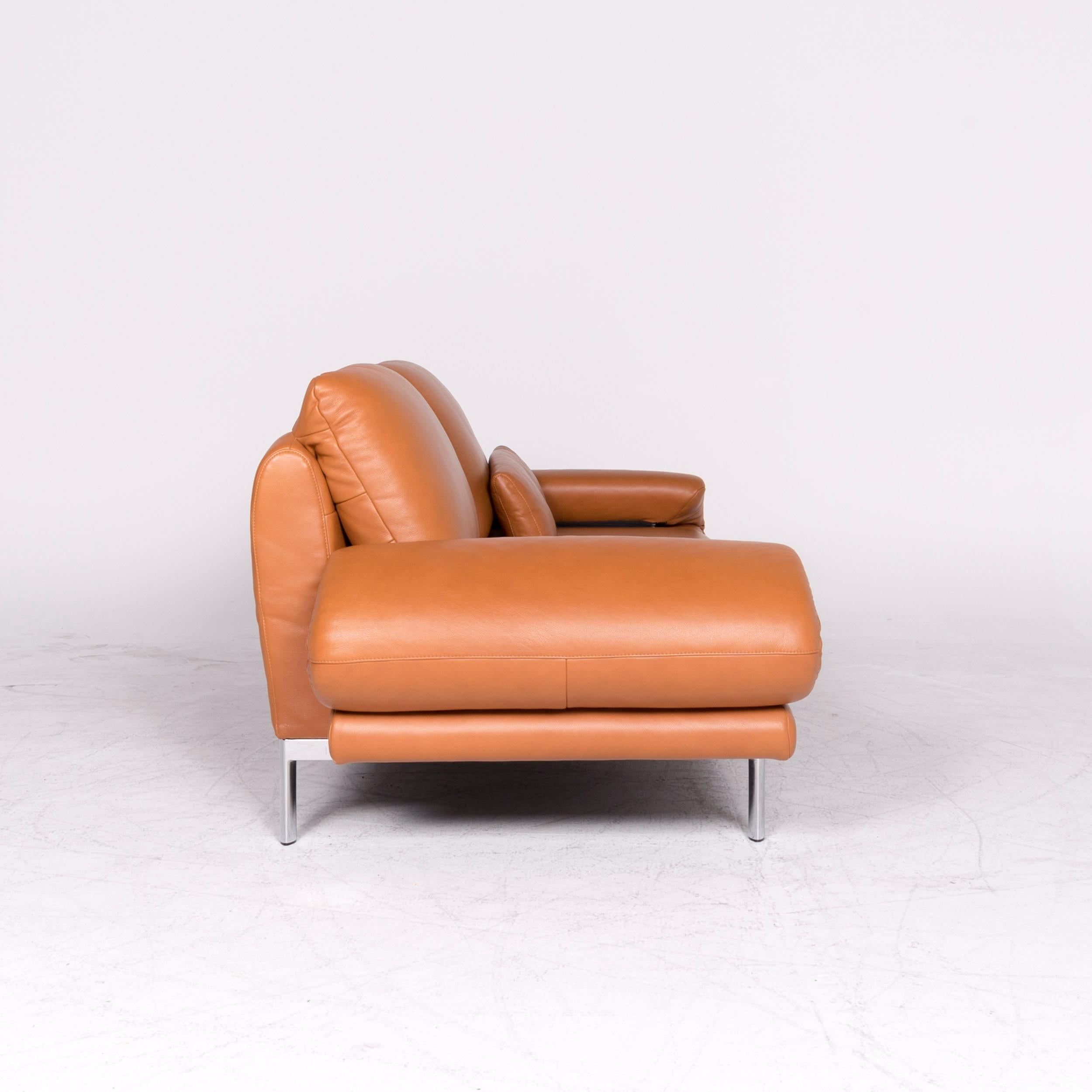 Ewald Schillig Quinn Designer-Leder-Sofa in Orange und Cognac aus echtem Leder im Zustand „Hervorragend“ im Angebot in Cologne, DE