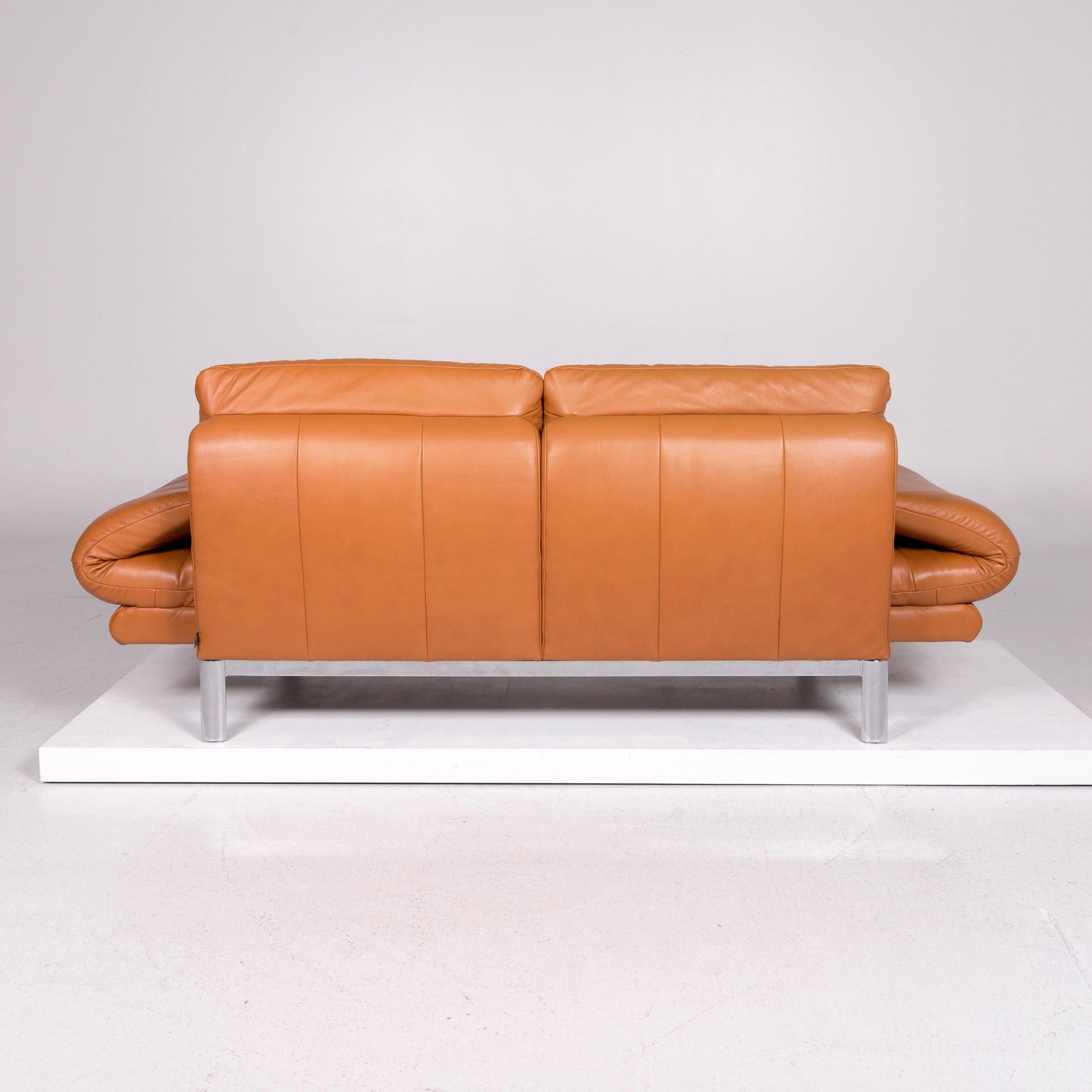 Ewald Schillig Quinn Leather Sofa Orange Two-Seat Function Relax Function  For Sale at 1stDibs