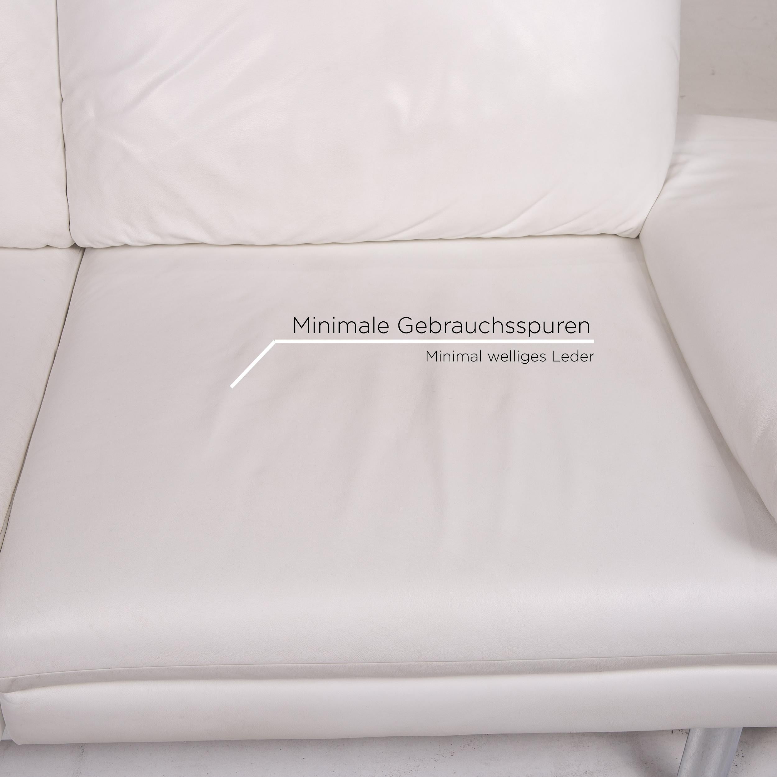 Ewald Schillig Quinn Leather Sofa White Second Function Relax Position Couch In Good Condition In Cologne, DE