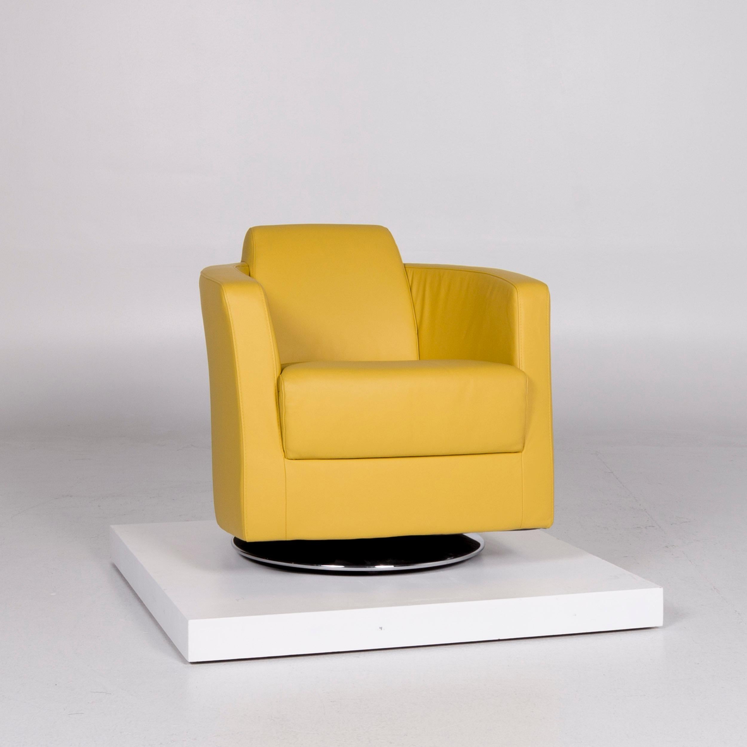 We bring to you an Ewald Schillig Sam leather armchair yellow club chair.
 
 Product measurements in centimeters:
 
Depth 80
Width 72
Height 75
Seat-height 46
Rest-height 64
Seat-depth 55
Seat-width 51
Back-height 32.
 