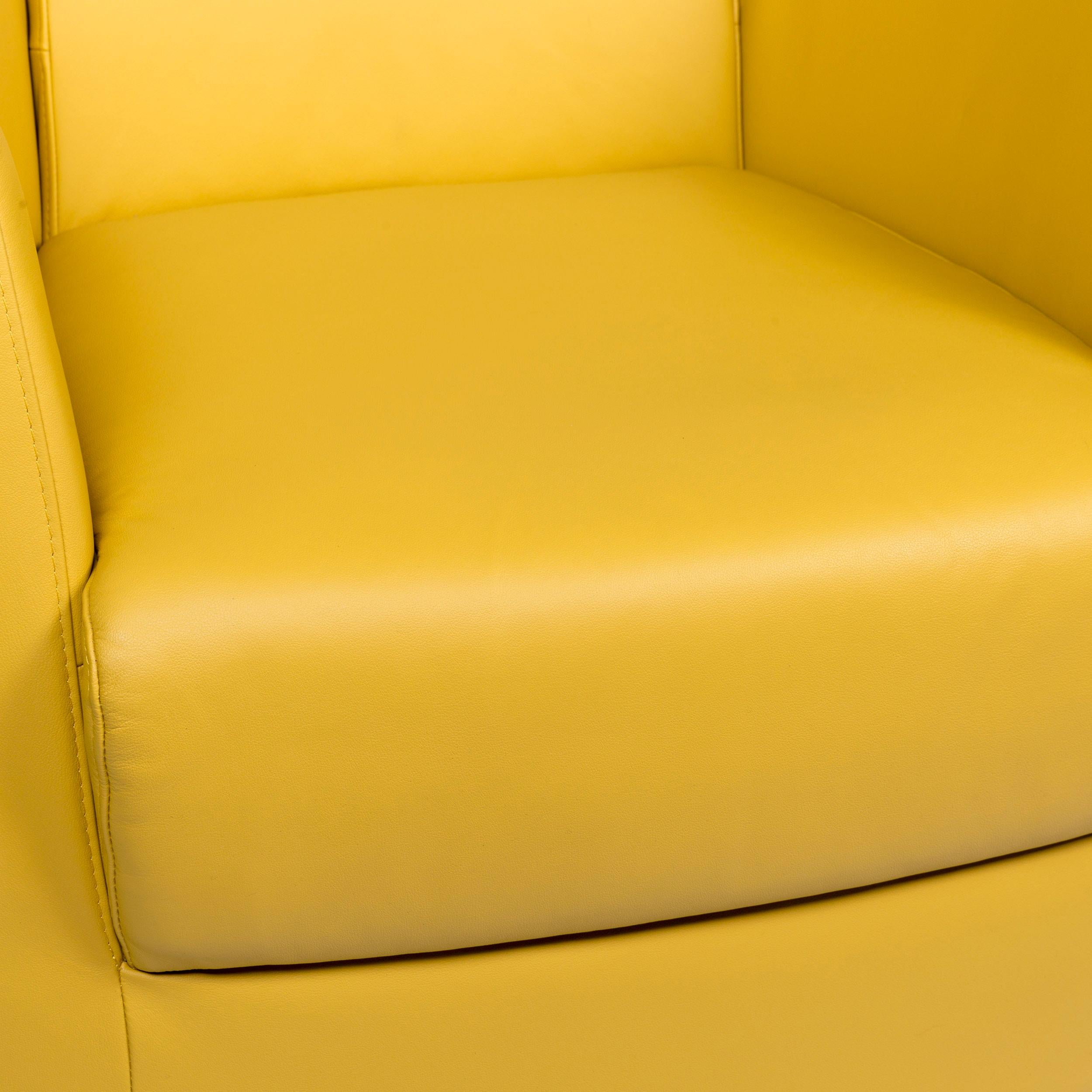 yellow leather armchair
