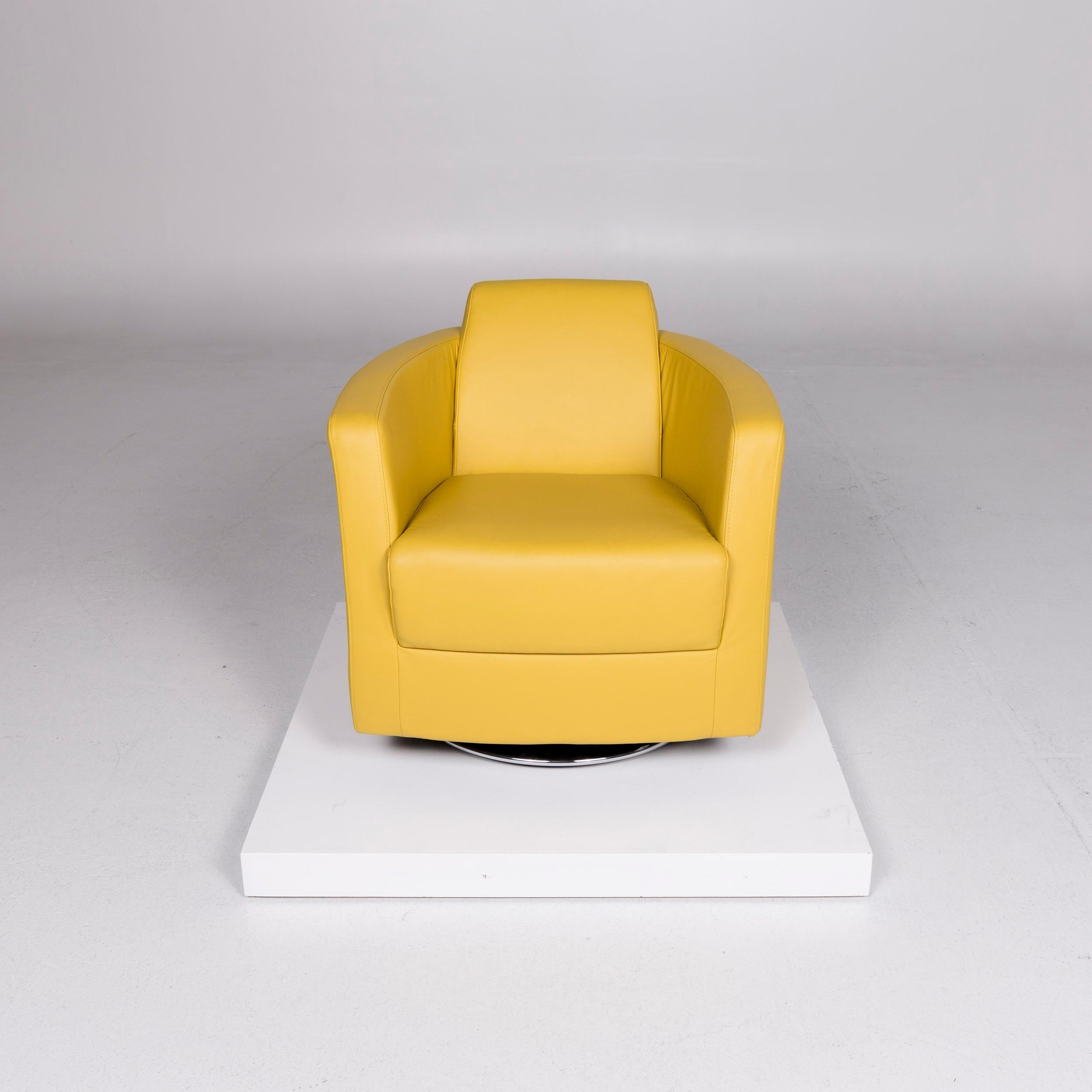 Ewald Schillig Sam Leather Armchair Yellow Club Chair In Excellent Condition For Sale In Cologne, DE