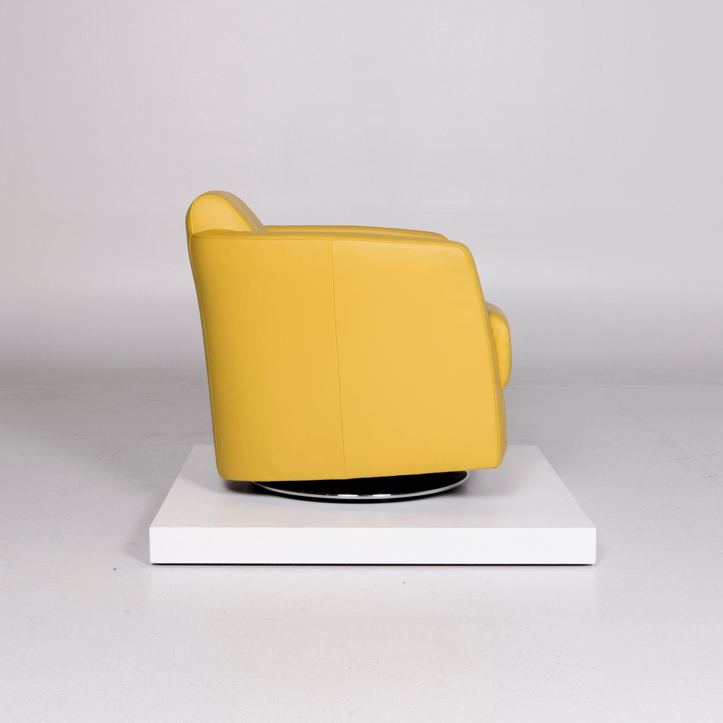 Contemporary Ewald Schillig Sam Leather Armchair Yellow Club Chair For Sale