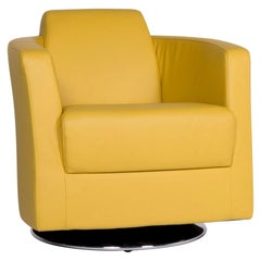 Ewald Schillig Sam Leather Armchair Yellow Club Chair