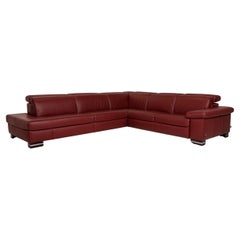 Ewald Schillig Urban Leather Sofa Red Corner Sofa Couch Function