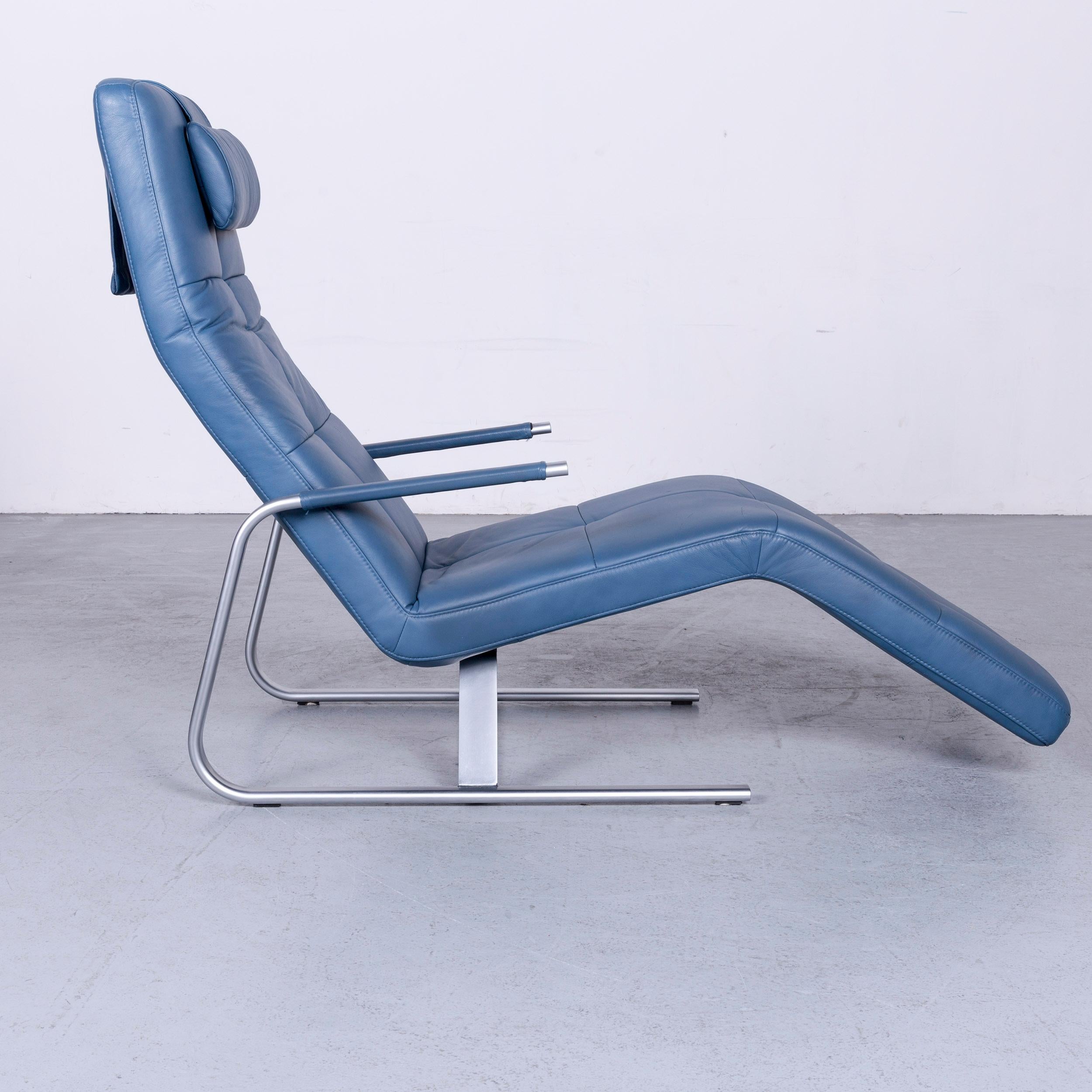 Ewald Schillig Vita Designer Couch Leather Blue One-Seat Function Modern For Sale 2