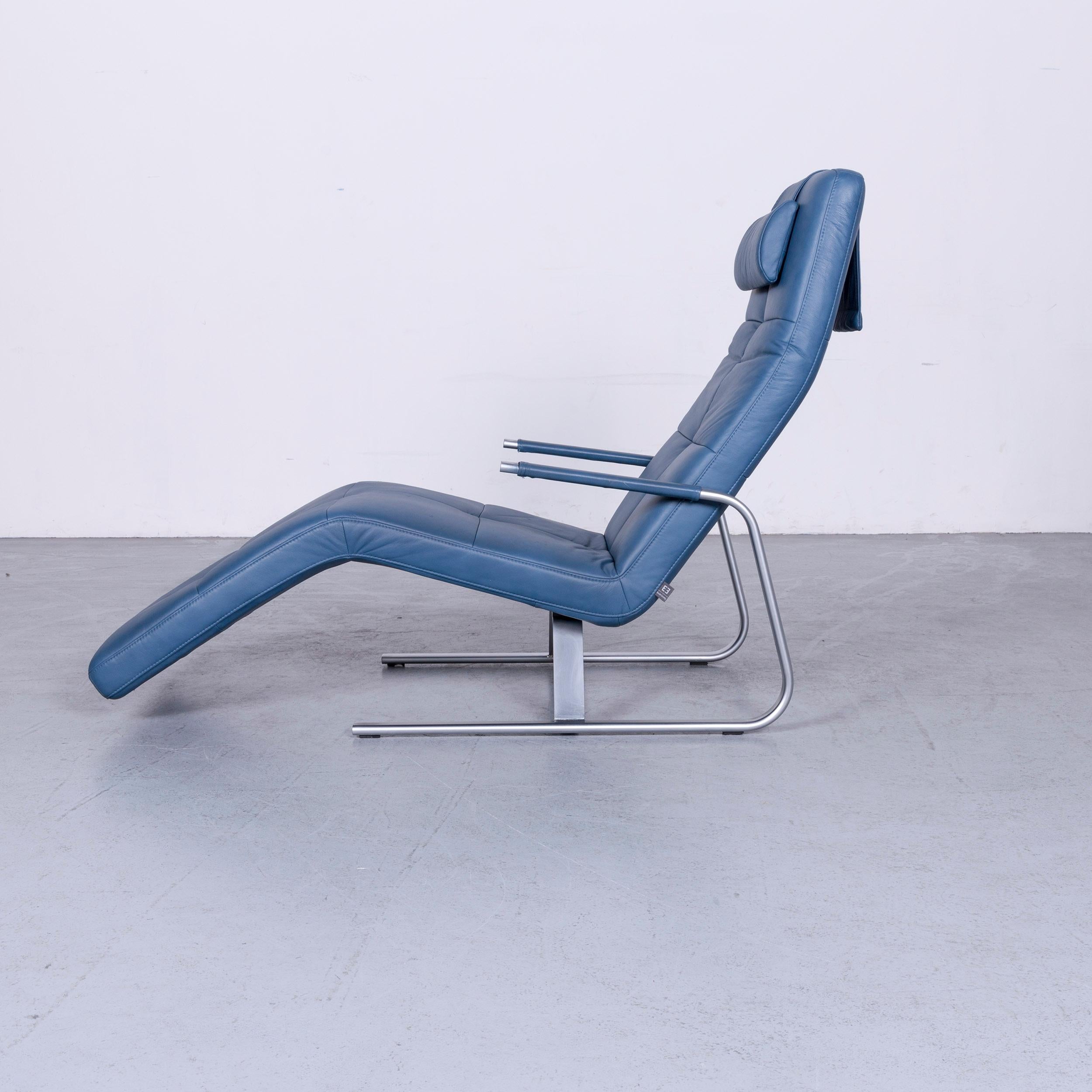 Ewald Schillig Vita Designer Couch Leather Blue One-Seat Function Modern For Sale 4
