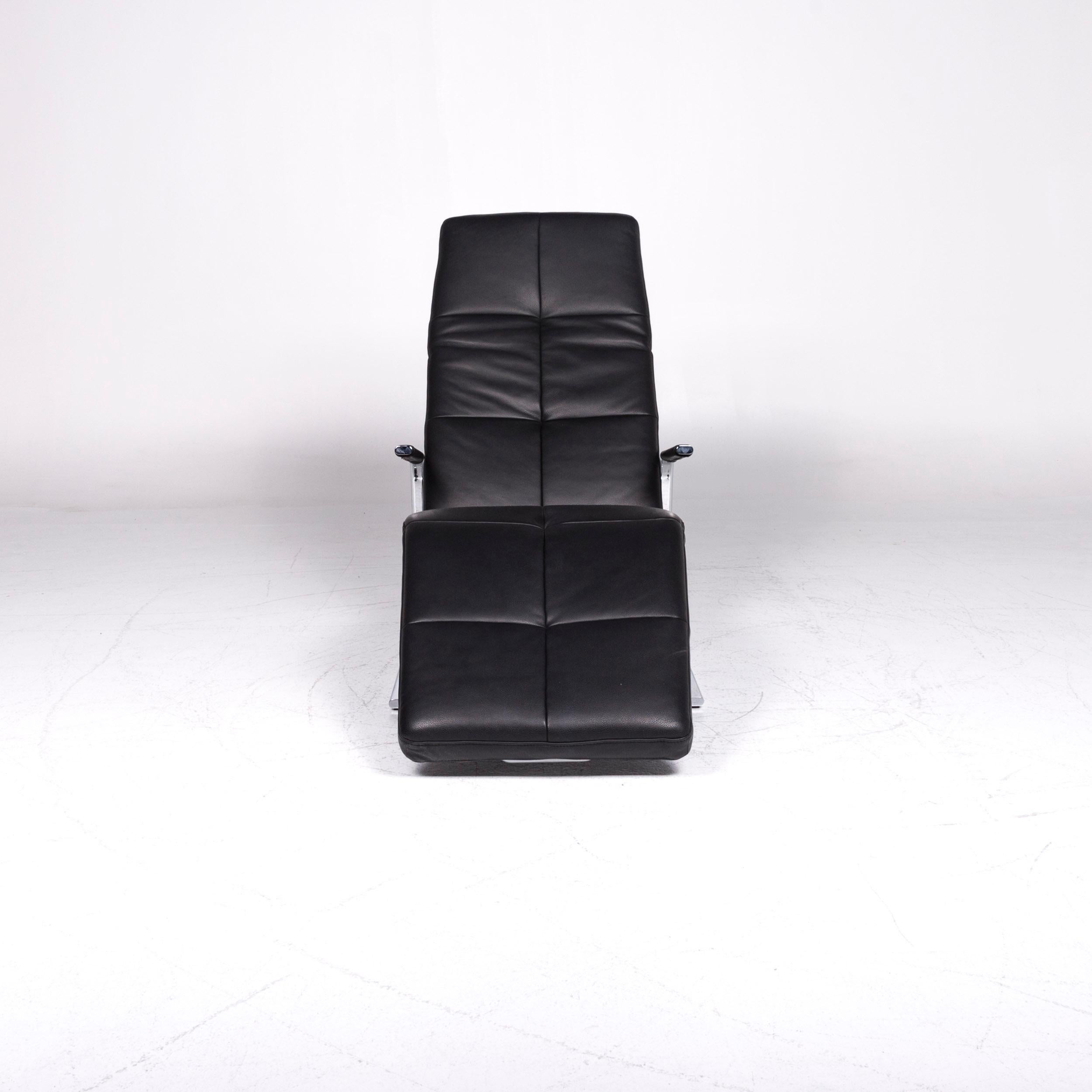 Modern Ewald Schillig VITA Designer Leather Lounger Black Relax Function For Sale