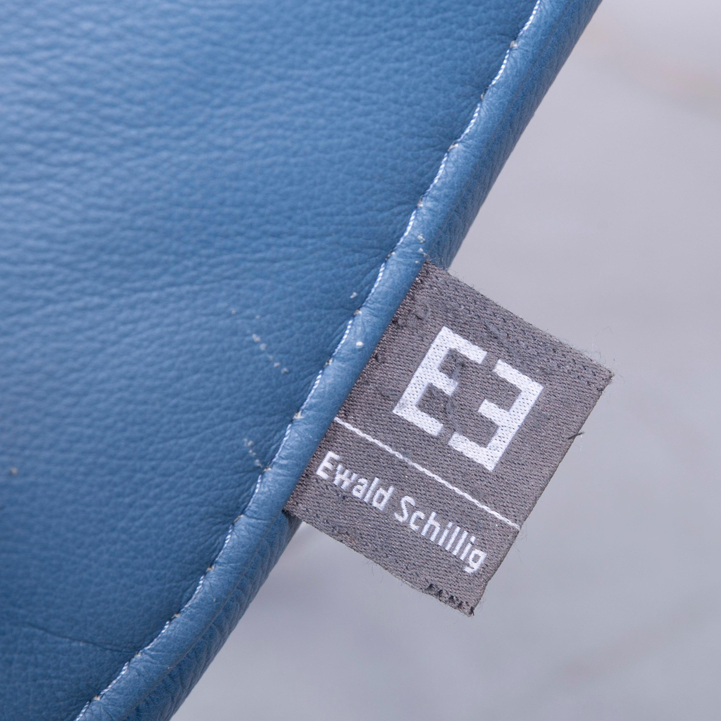 Contemporary Ewald Schillig VITA Designer Leather Lounger Blue Genuine Leather Single-Seat For Sale