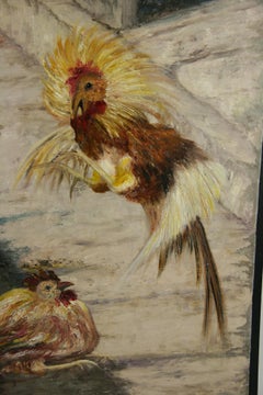 Street Cock Fight Animal Painting  by E.Walker