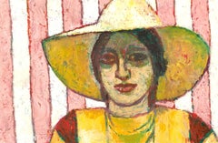 Ewart Johns (1923-2013) - 1984 Oil, A Girl in a Yellow Hat