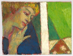 Ewart Johns (1923-2013) - 1985 Olio, Ragazza in contemplazione
