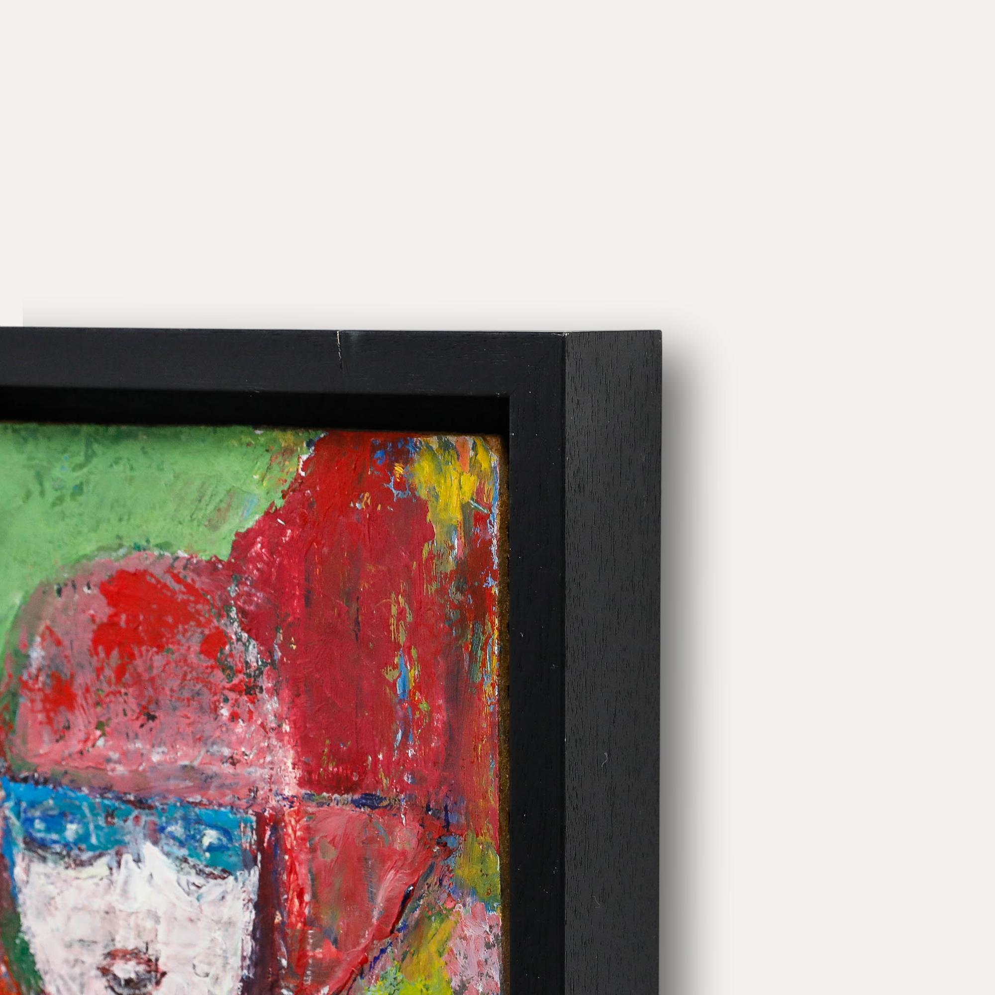 Ewart Johns (1923-2013) - 1990 Huile, Fille au chapeau rose en vente 3