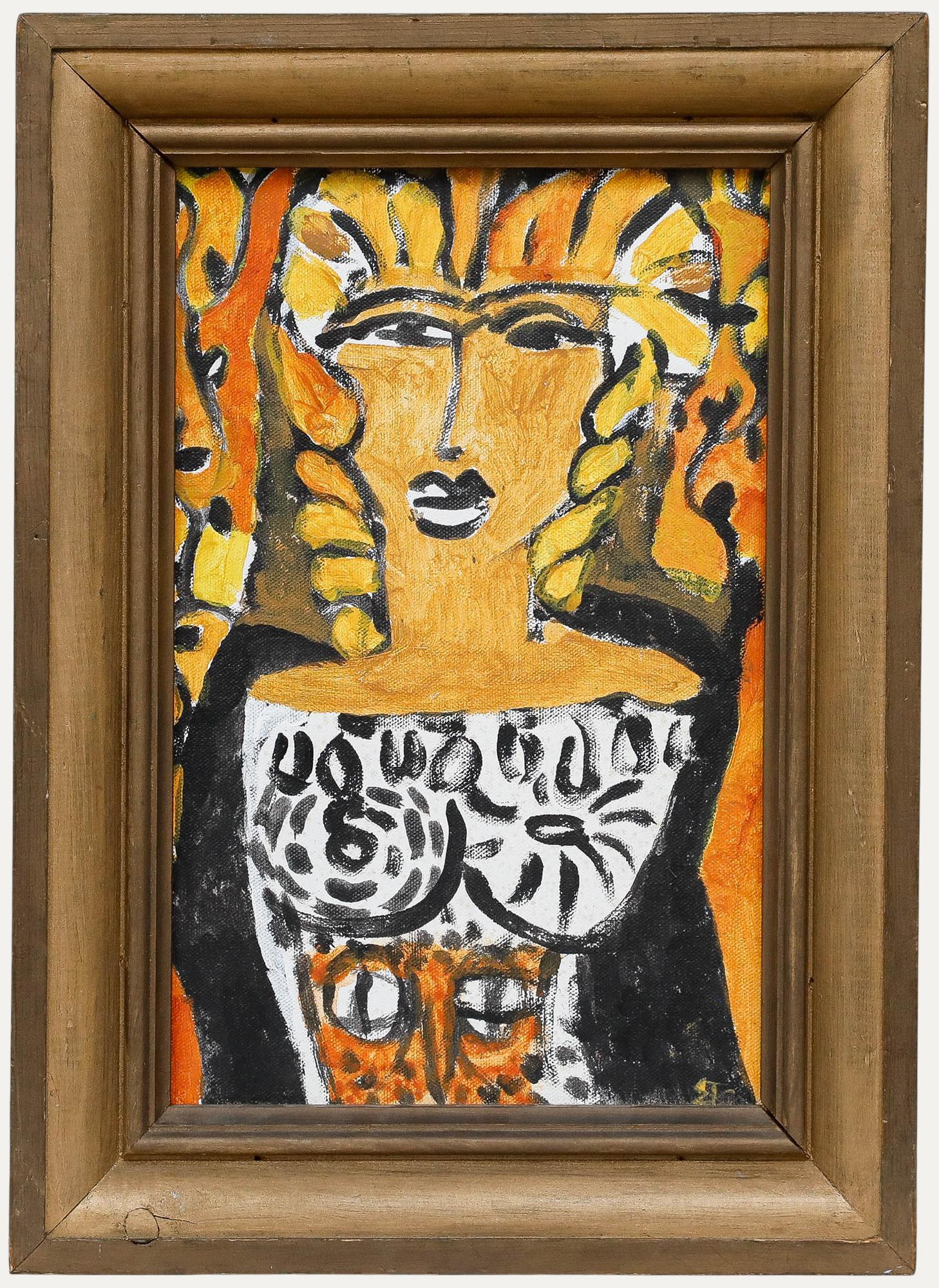 Portrait Painting Ewart Johns - Iwart Johns (1923-2013) - 1995 Huile, étude pour Athène