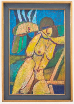 Ewart Johns (1923-2013) - Large 1987 Oil, Figure with Head on Hands