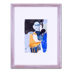 Painted figure in blues and whites by modern British artist Ewart Johns