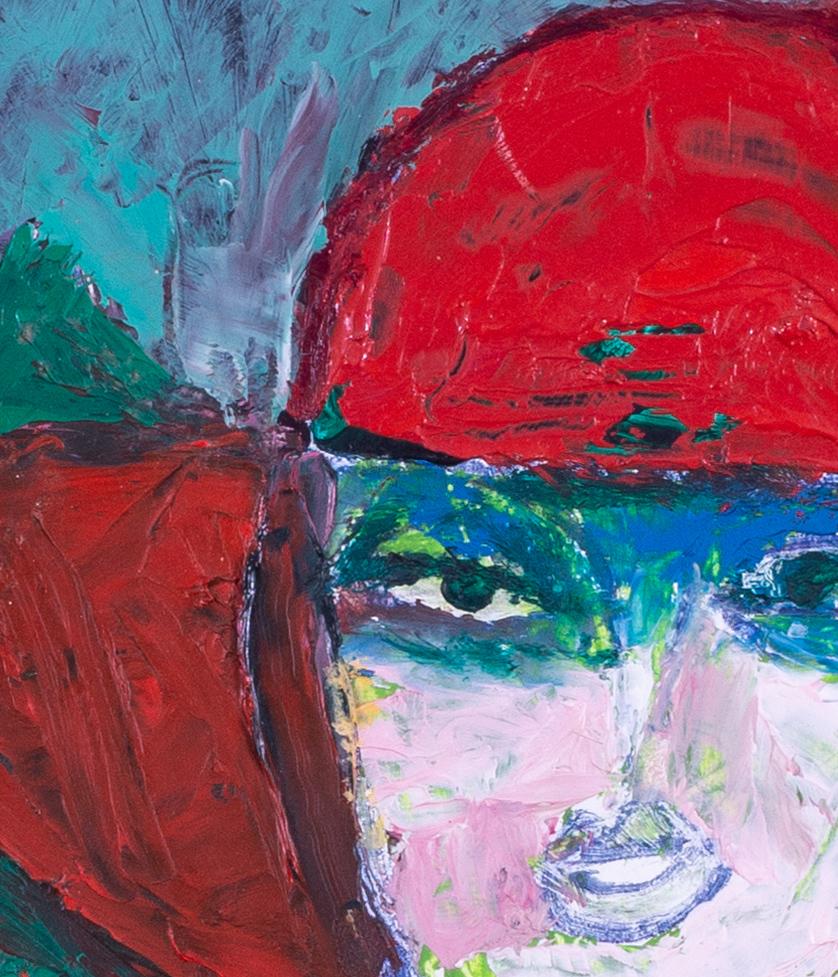 Portrait d'une jeune femme au chapeau rouge par l'artiste Modern British Ewart Johns en vente 2