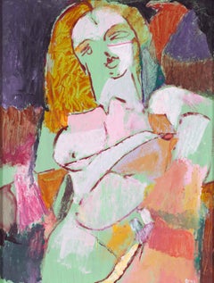 Women in green and grey by Modern British artist Ewart Johns, 1993