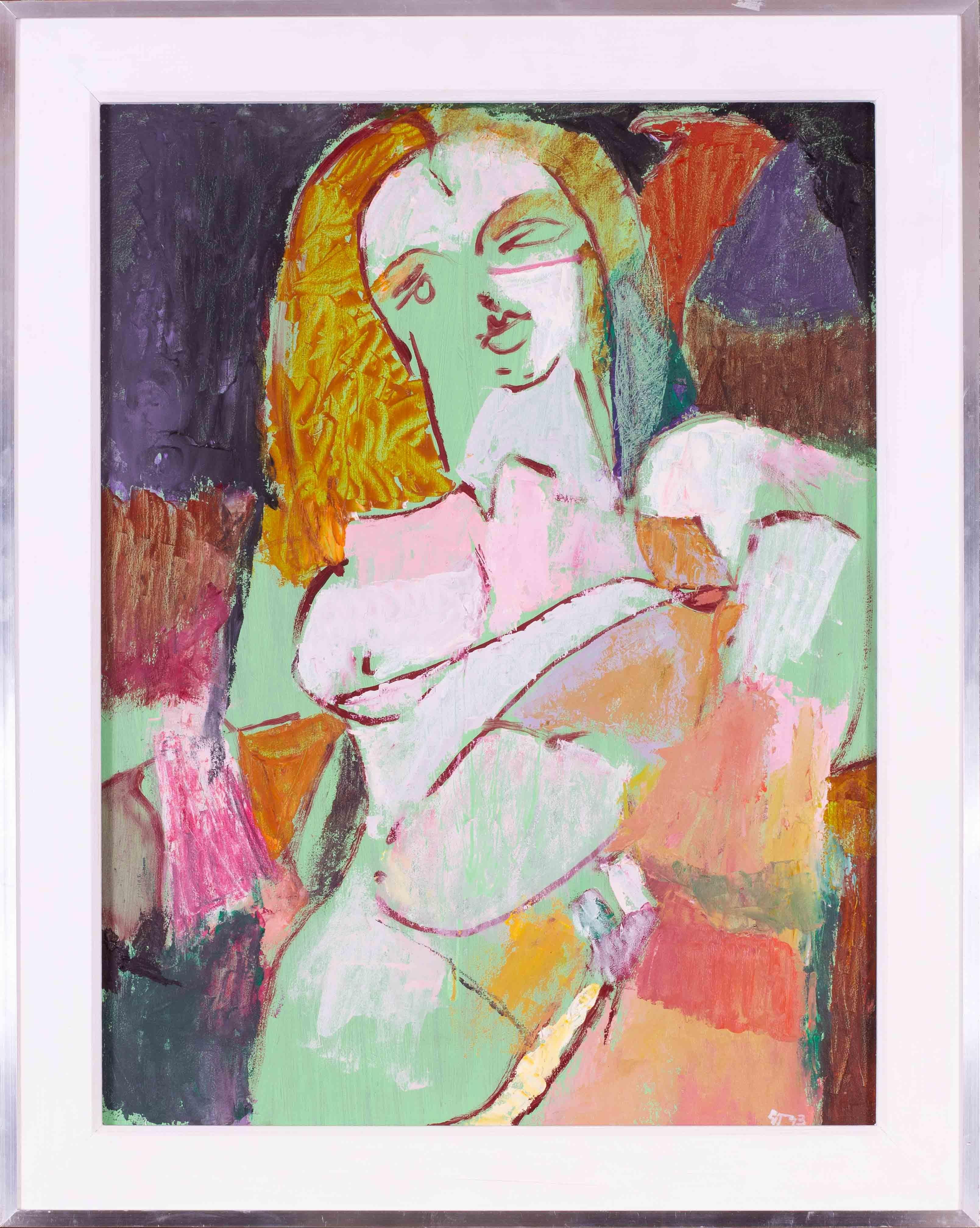 Women in green and grey by Modern British artist Ewart Johns, 1993 For Sale 6
