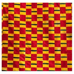 Ewe Cloth with Squares Woven in Red and Saffron Yellow