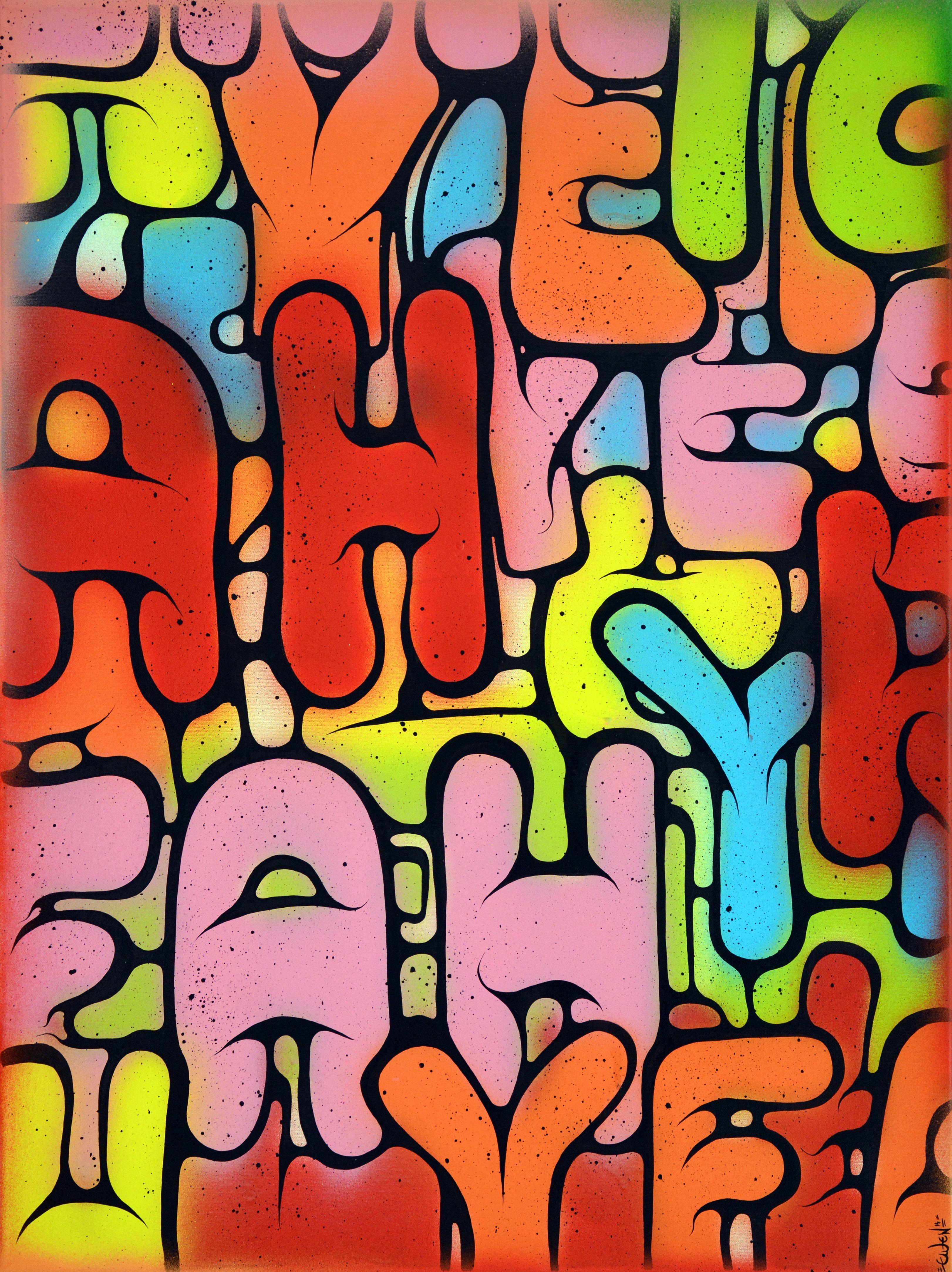 Großes Buchstaben Groß #1, Gemälde, Acryl auf Leinwand – Painting von Ewen Gur