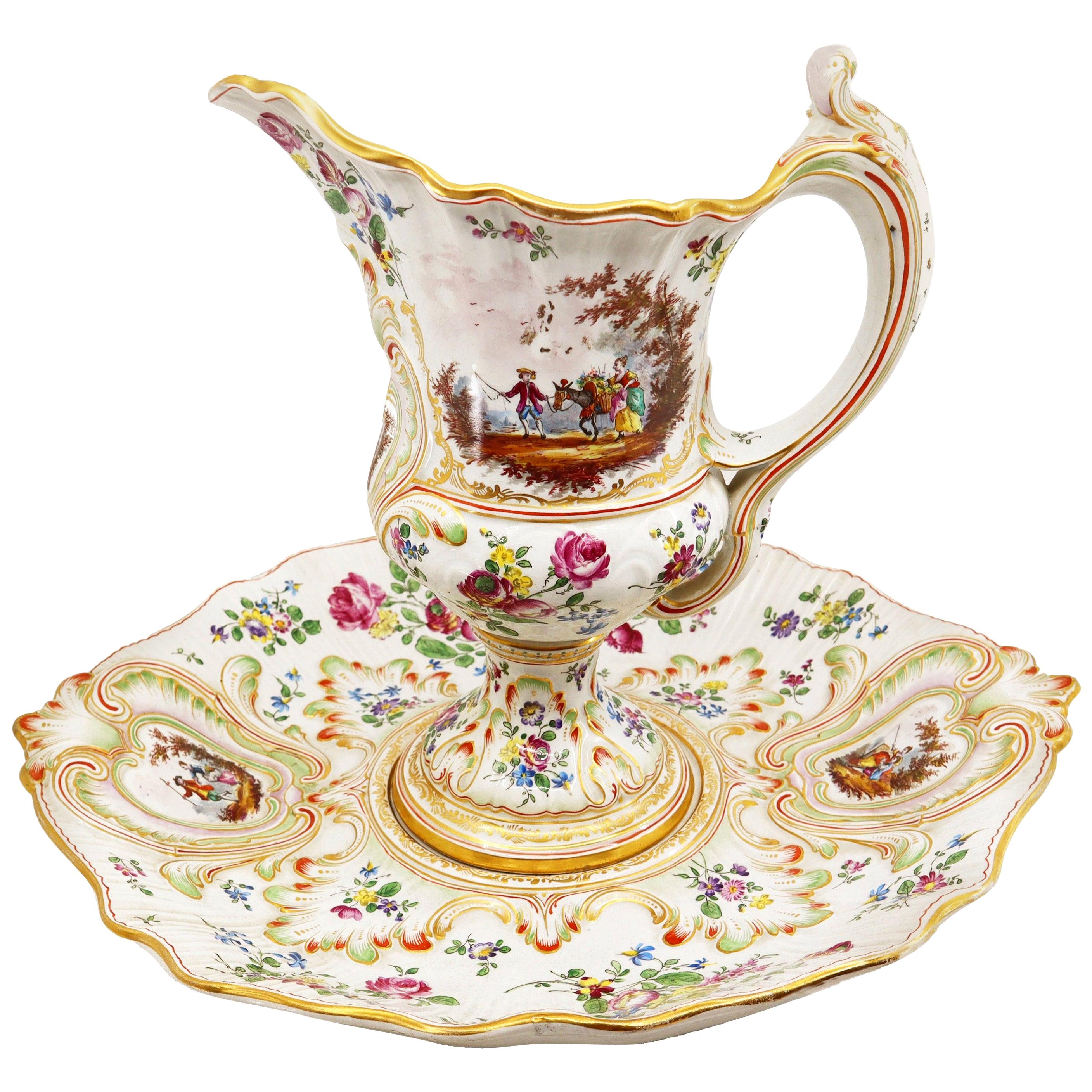 Ewer and Basin Set 18th Century, French, Lille 1767 For Sale