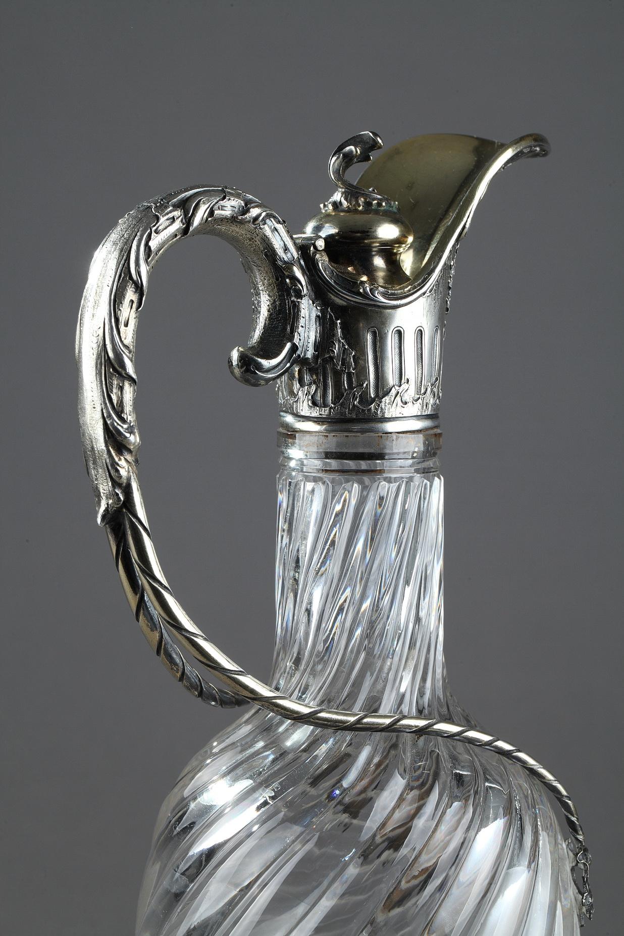 Ewer in Silver and Crystal, Late 19th Century In Good Condition In Paris, FR