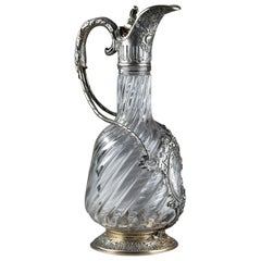 Wasserkanne aus Silber und Kristall, spätes 19. Jahrhundert