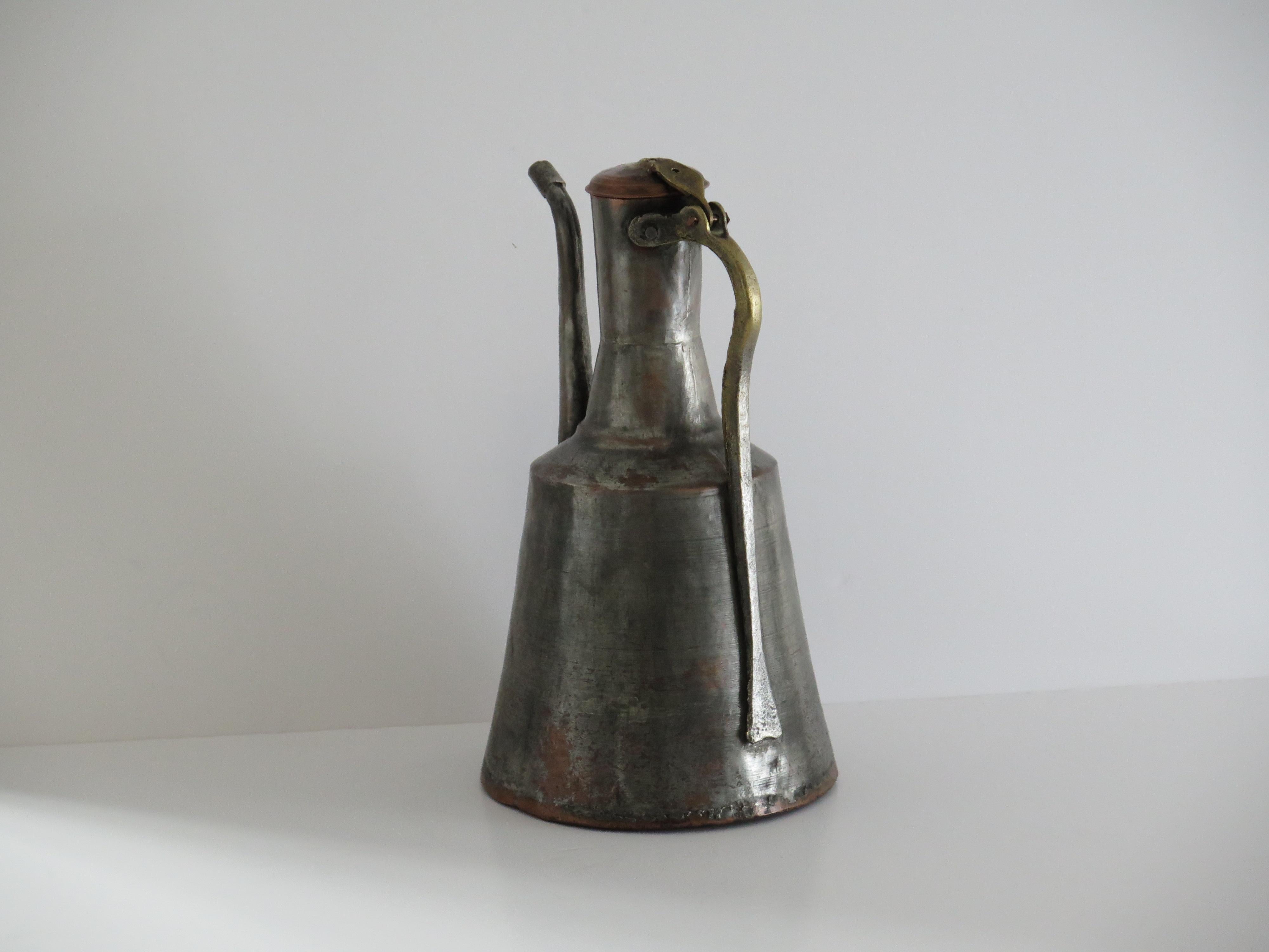 Ewer or Pitcher tinned Copper Turkish / Middle Eastern, Early 19th Century For Sale 8