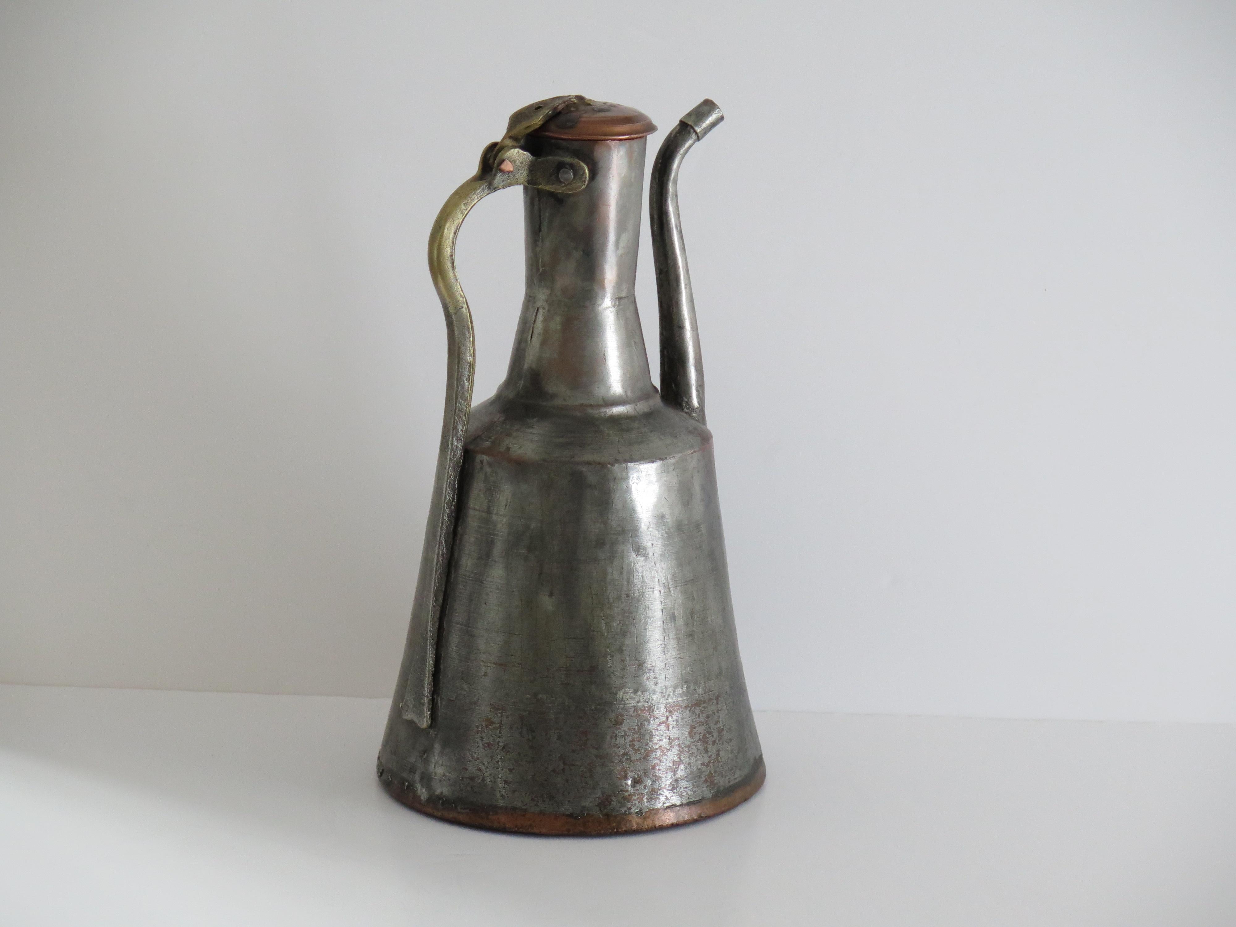Ewer or Pitcher tinned Copper Turkish / Middle Eastern, Early 19th Century For Sale 9