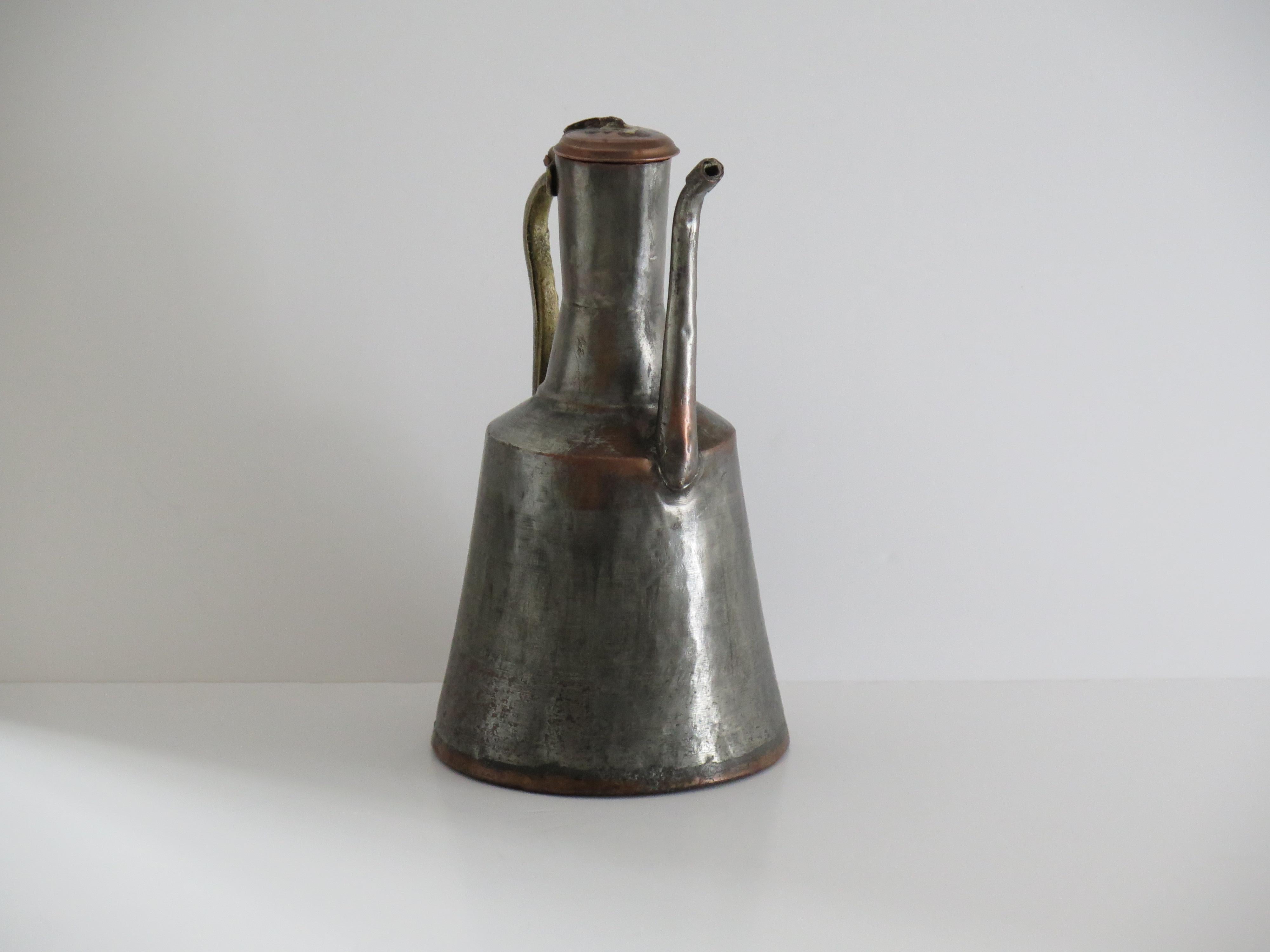 Islamic Ewer or Pitcher tinned Copper Turkish / Middle Eastern, Early 19th Century For Sale