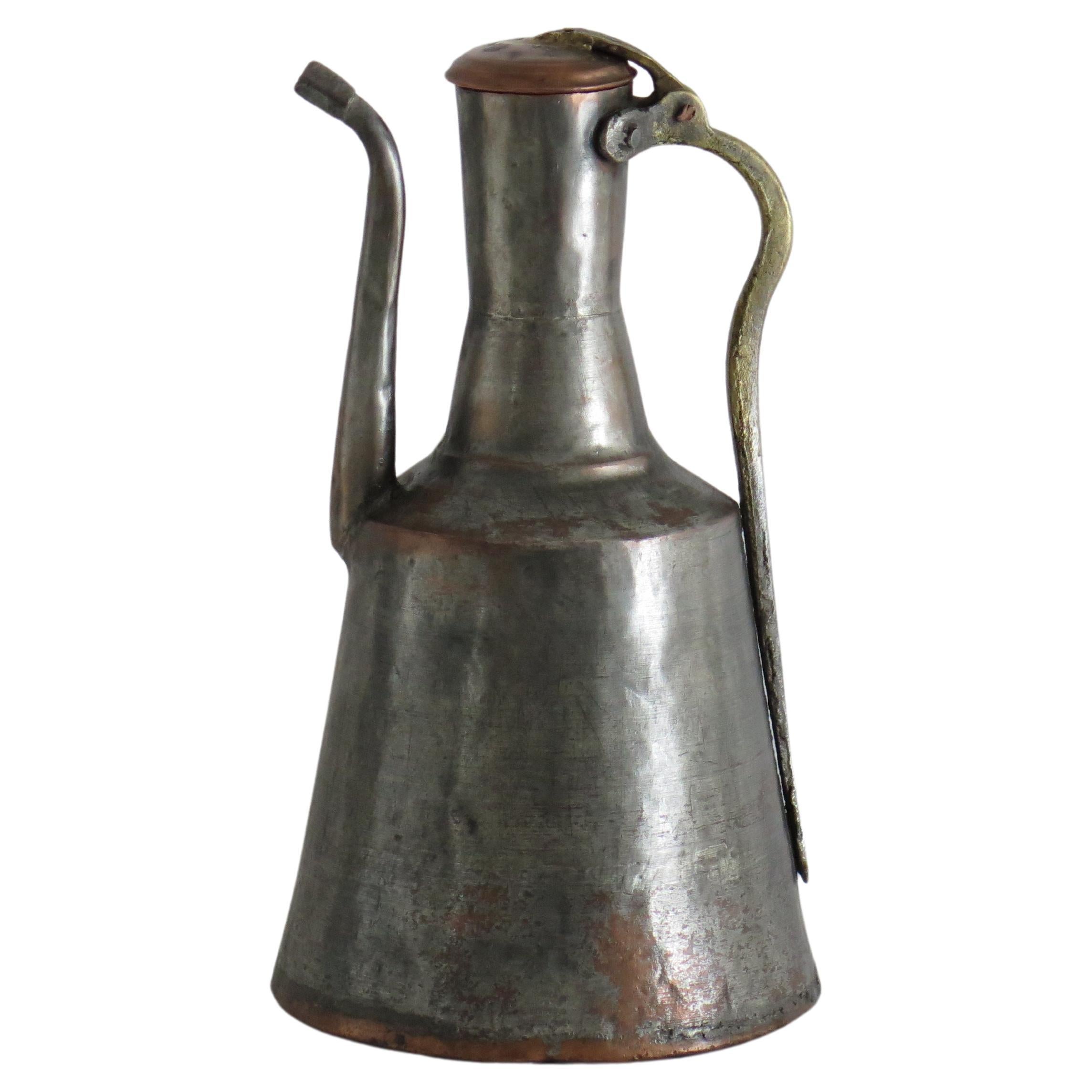 Ewer or Pitcher tinned Copper Turkish / Middle Eastern, Early 19th Century For Sale