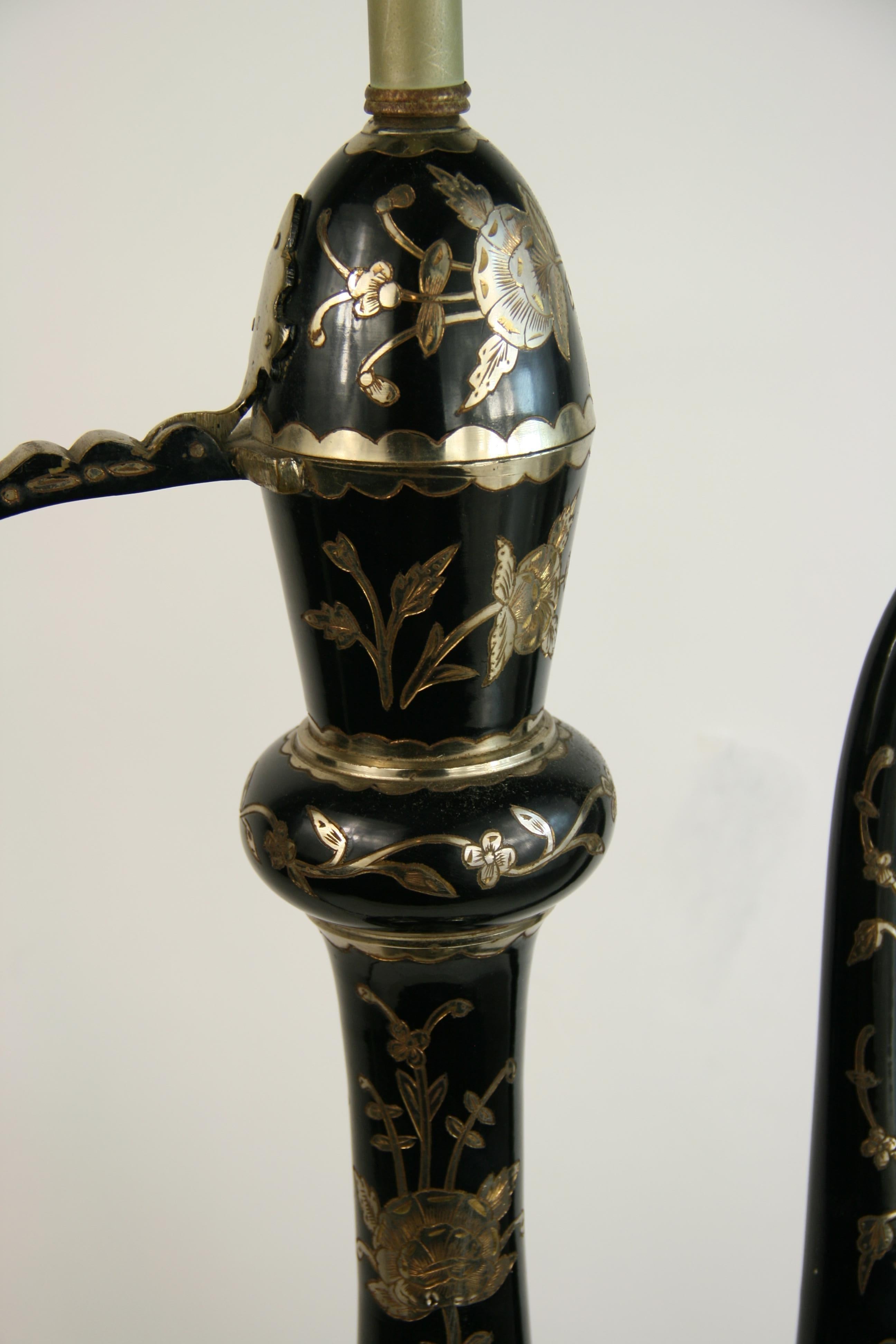 Brass Oversized Ewer Shaped Tall Table Lamp For Sale