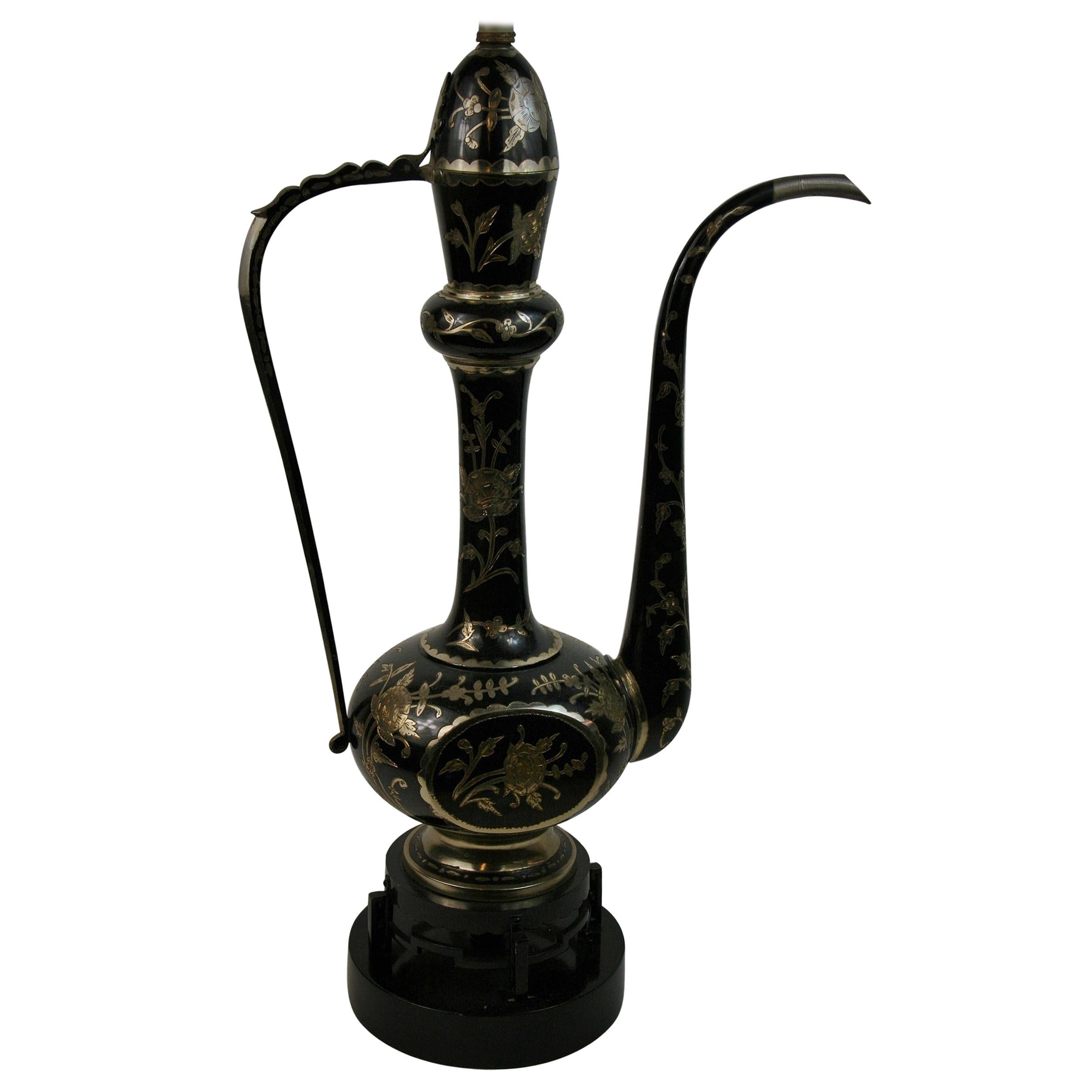 Oversized Ewer Shaped Tall Table Lamp For Sale