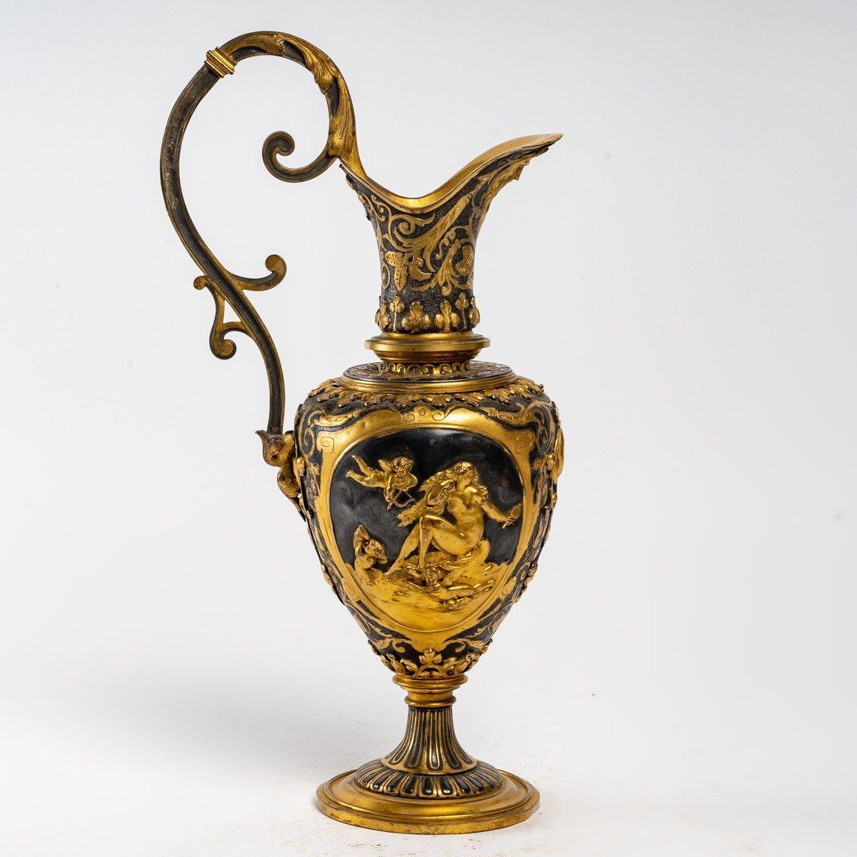 Ewer with Its Patinated and Gilded Brass Basin, 19th Century For Sale 6