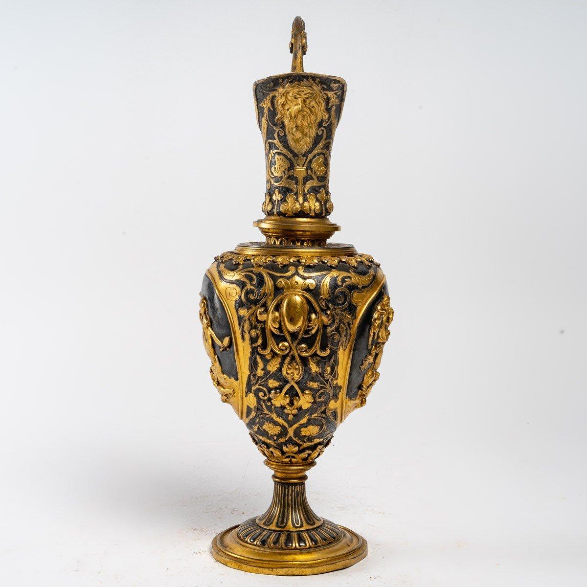 Ewer with Its Patinated and Gilded Brass Basin, 19th Century For Sale 2