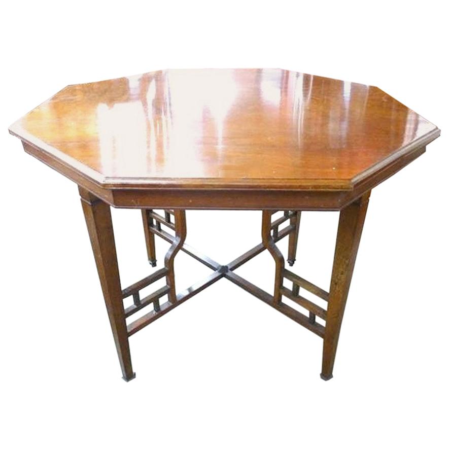 Anglo-Japanese Mahogany Octagonal Centre Table in the Style of E.W.Godwin