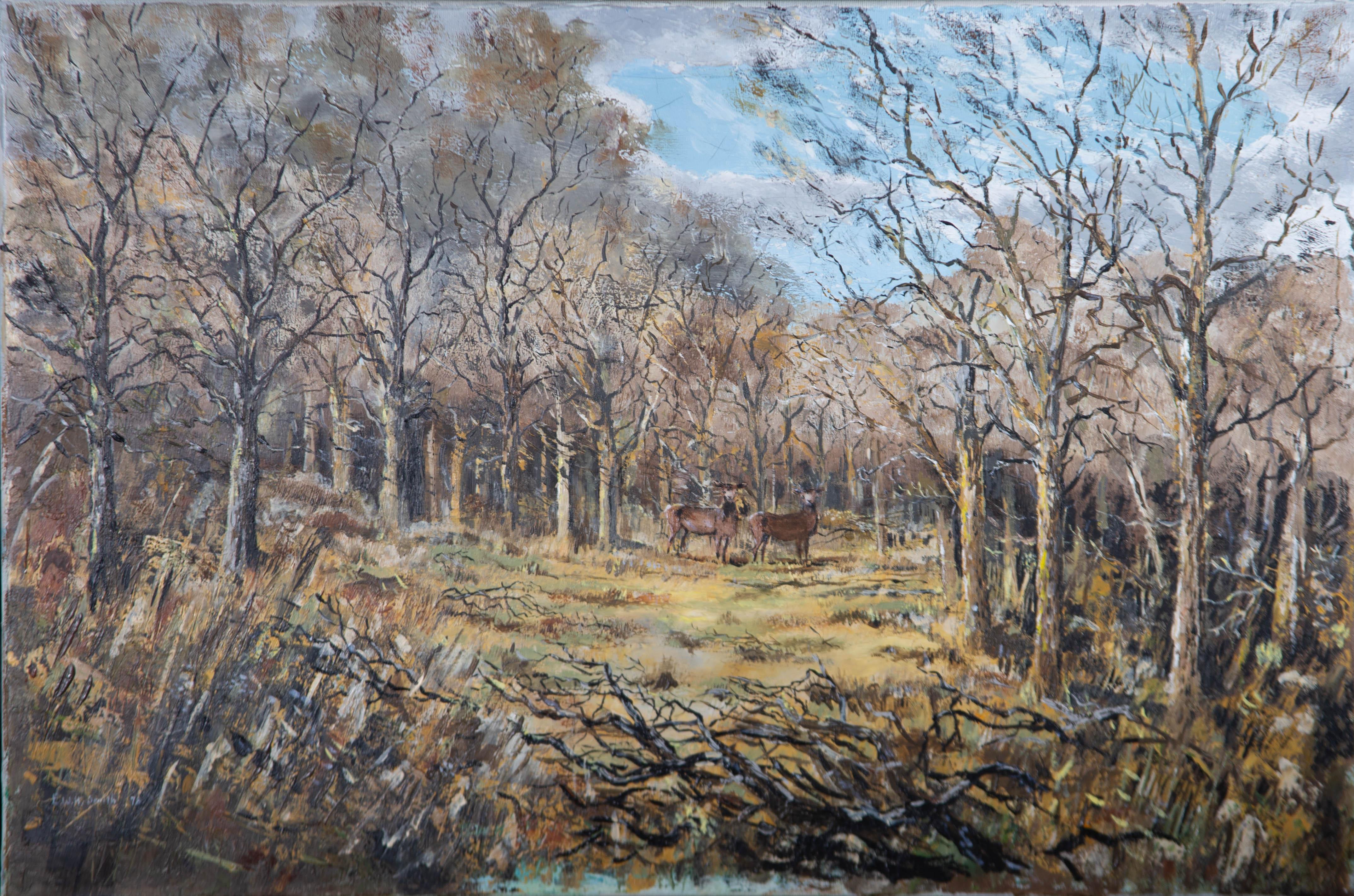 E.W.H. Smith - 1978 Olio, Cervo in una radura del bosco in vendita 1