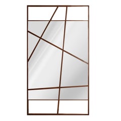 Ex-Display Large Floor Mirror With Lines Design With Walnut Frame