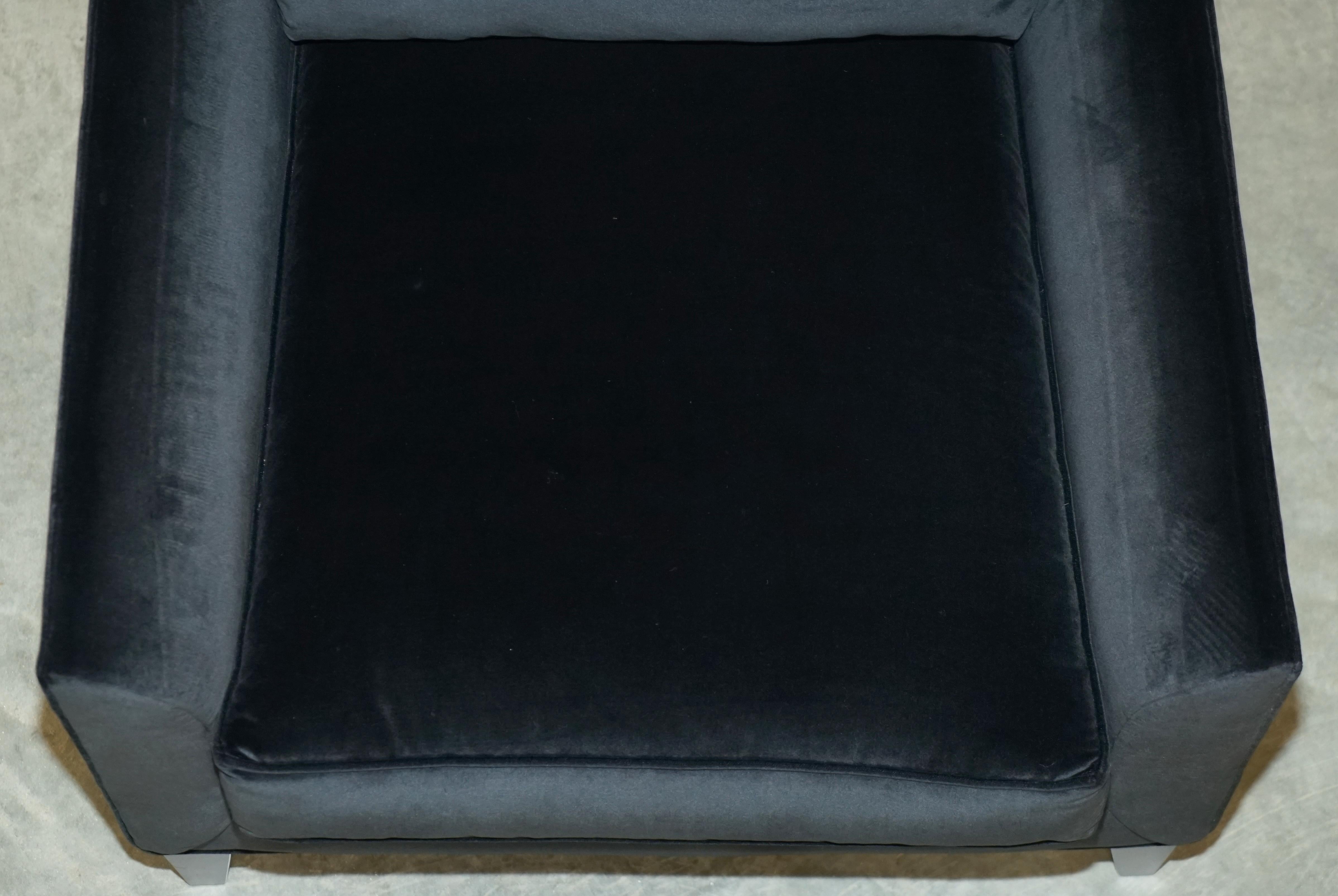 Ex Display Ralph Lauren Art Deco Black Nero Velvet Armchair For Sale 5